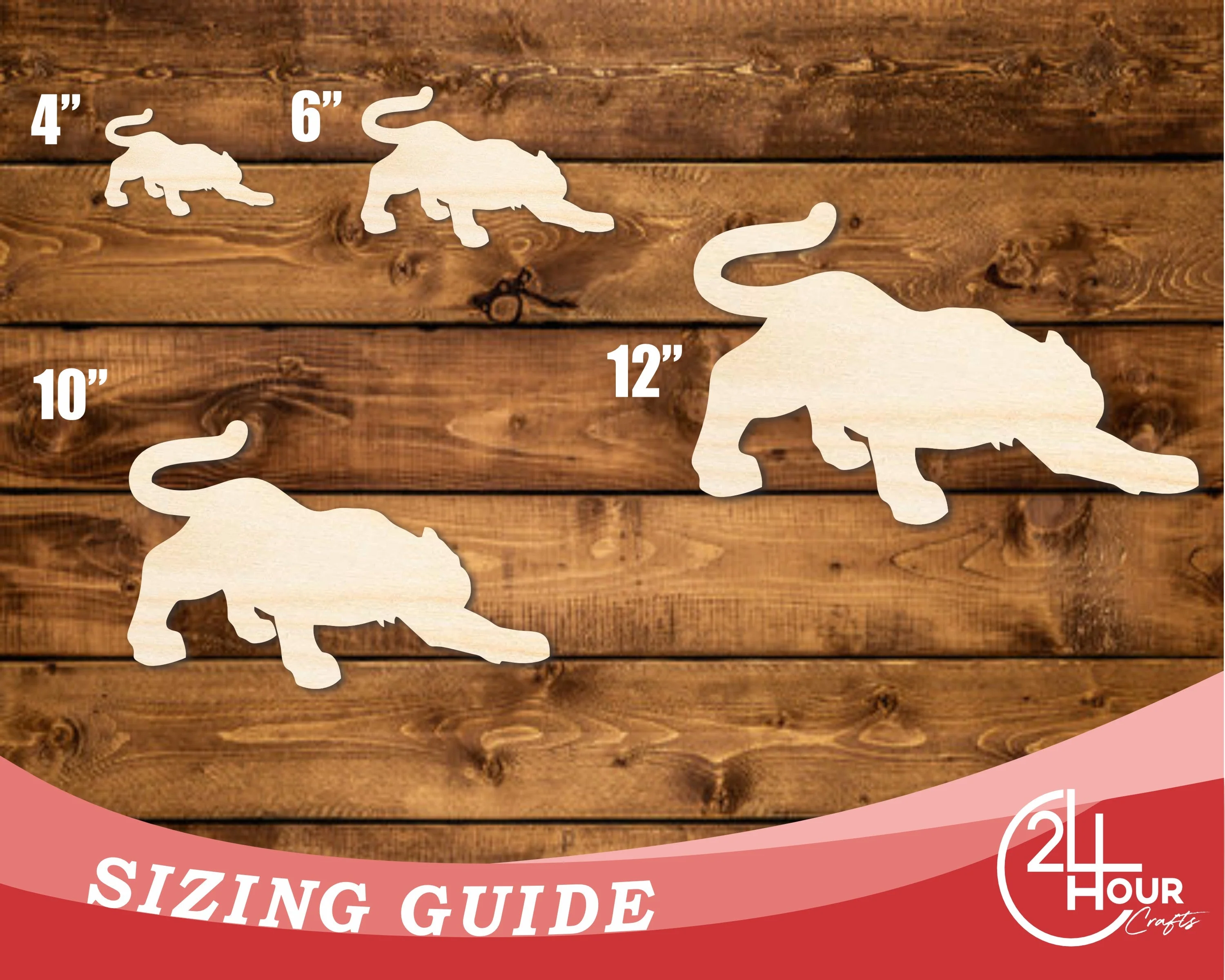 Unfinished Wood Tiger Mascot Shape | DIY Craft Cutout | up to 46" DIY - Image 3