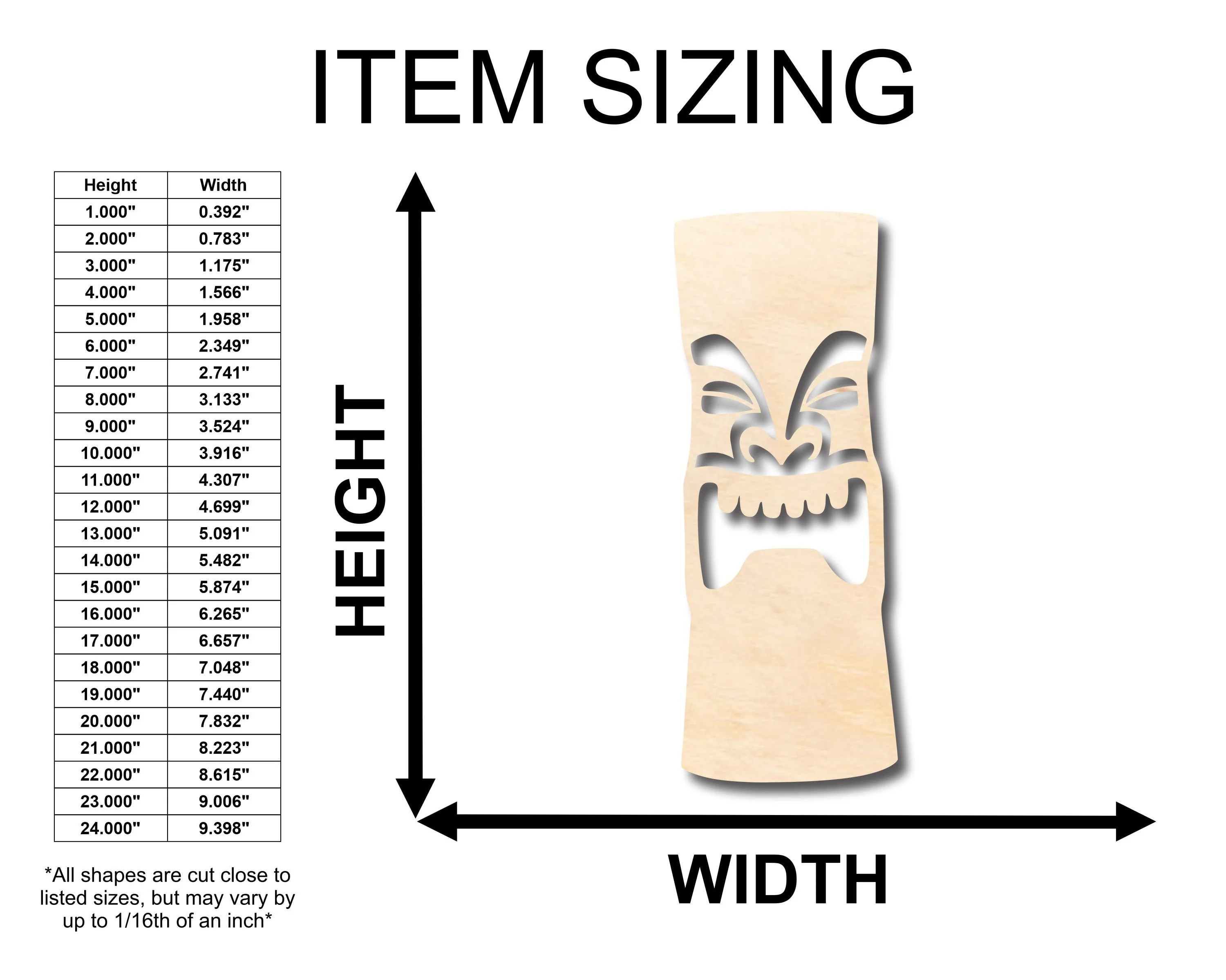 Unfinished Wood Tiki Head Shape - Craft - up to 46" DIY - Image 2