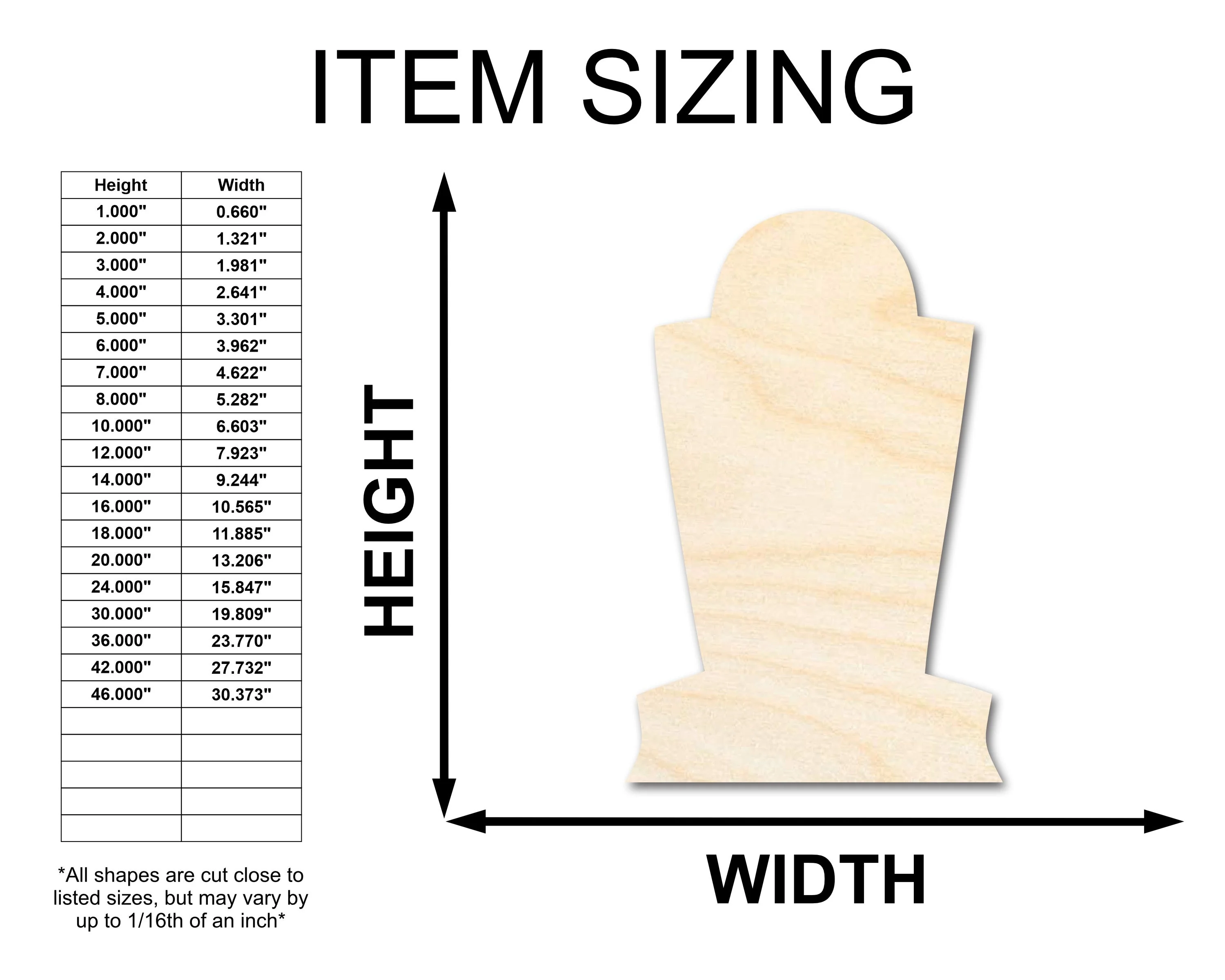 Unfinished Wood Tombstone Shape - Craft - up to 46" - Image 2