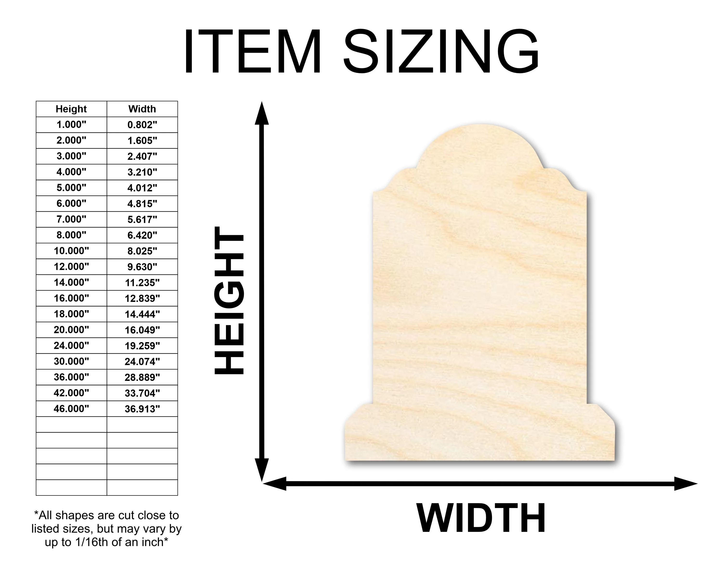 Unfinished Wood Tombstone Shape - Craft - up to 46" - Image 2