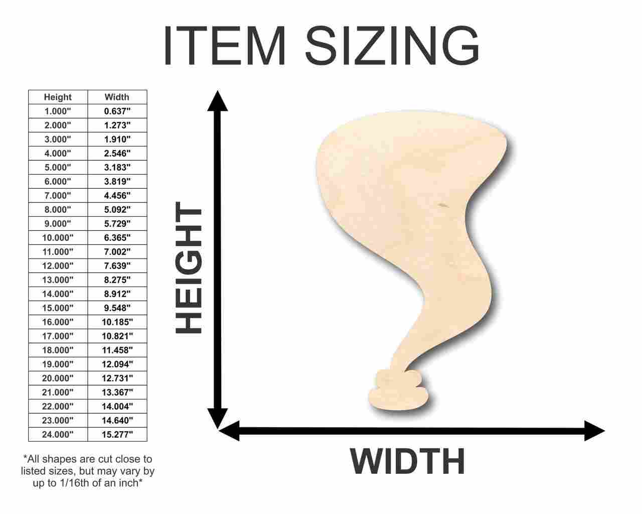 Unfinished Wood Tornado Cyclone Shape - Weather - Craft - up to 46" DIY - Image 2
