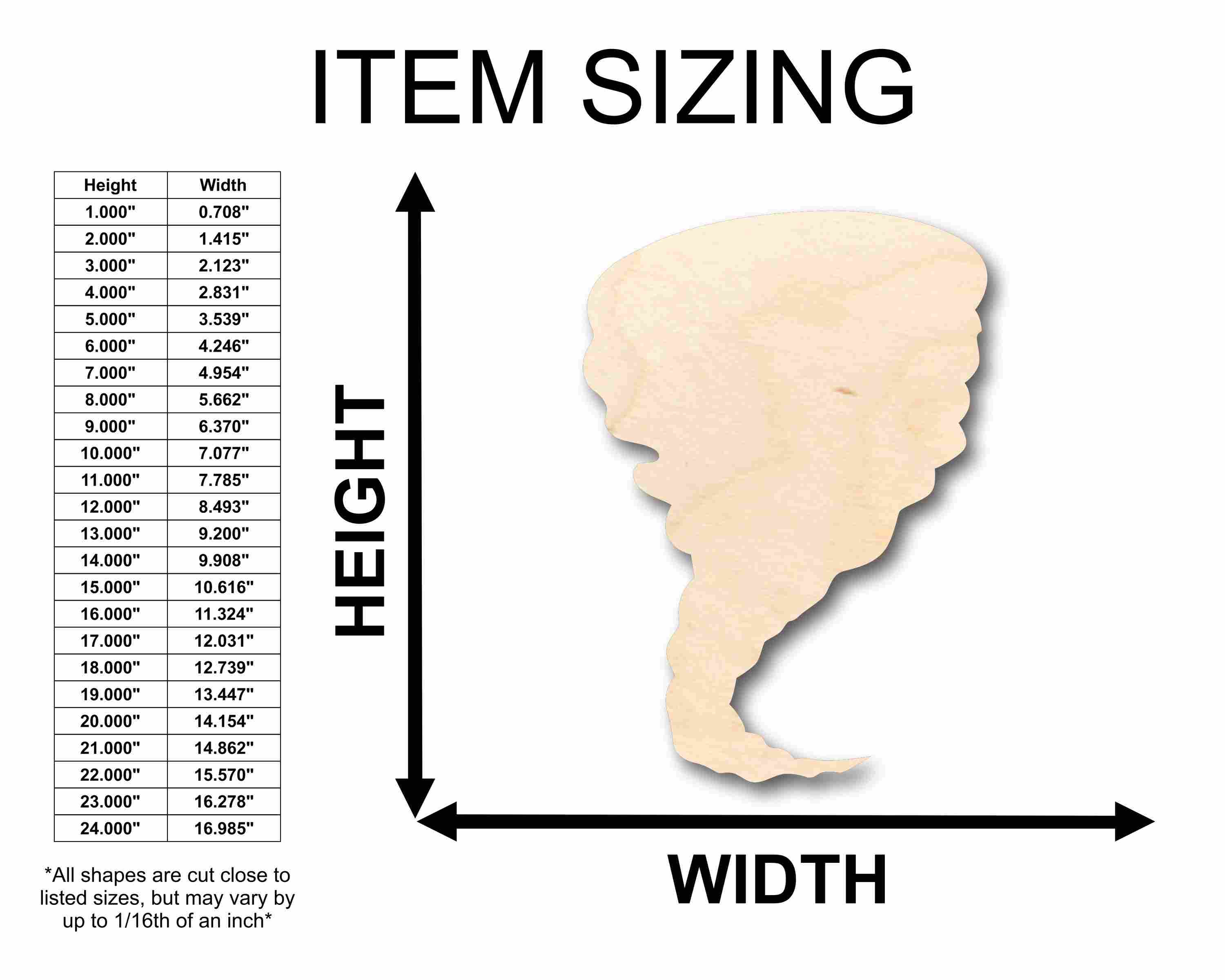Unfinished Wood Tornado Silhouette - Craft- up to 46" DIY - Image 2