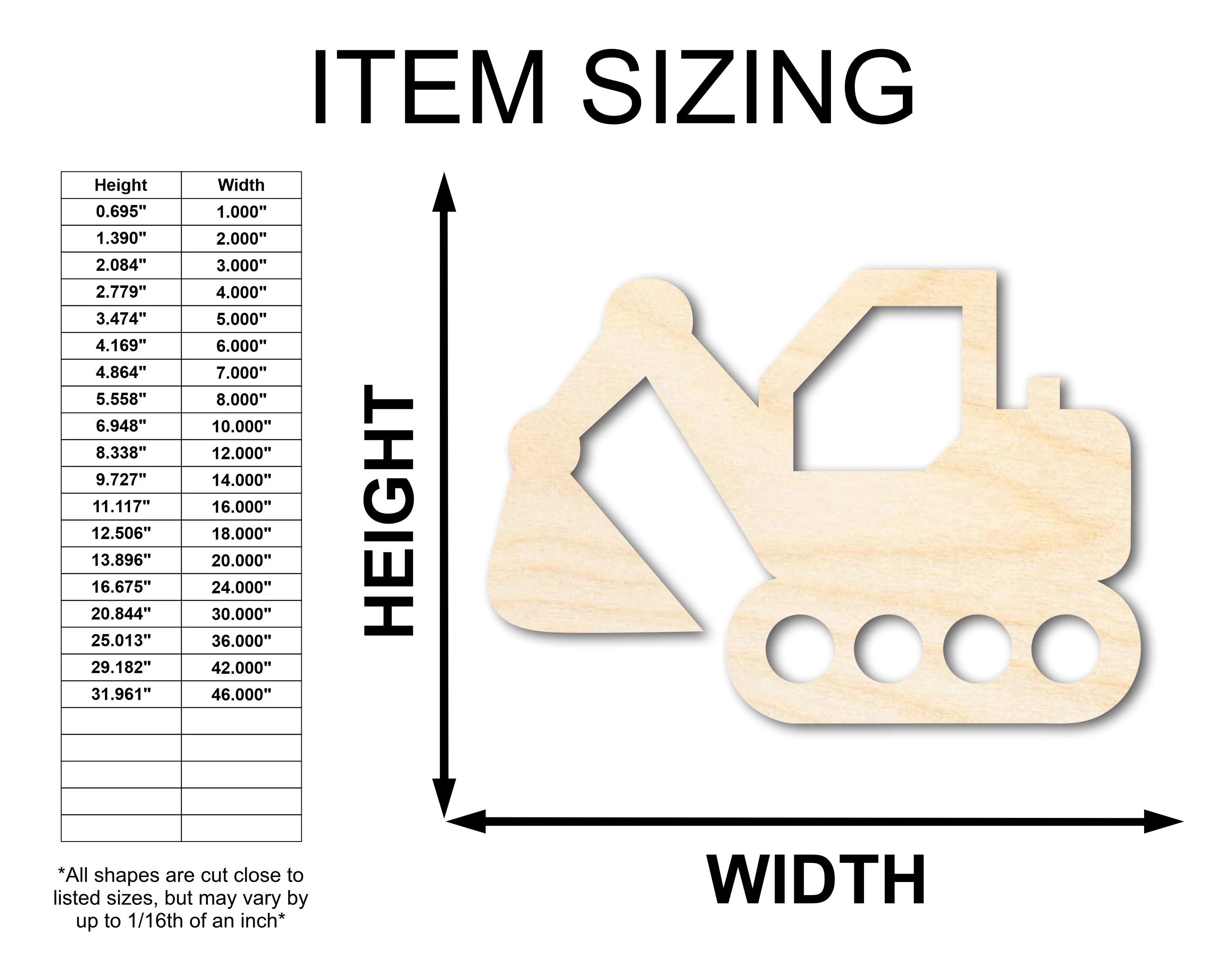 Unfinished Wood Toy Excavator Shape | Construction Vehicle Craft Cutout | up to 46" DIY - Image 2