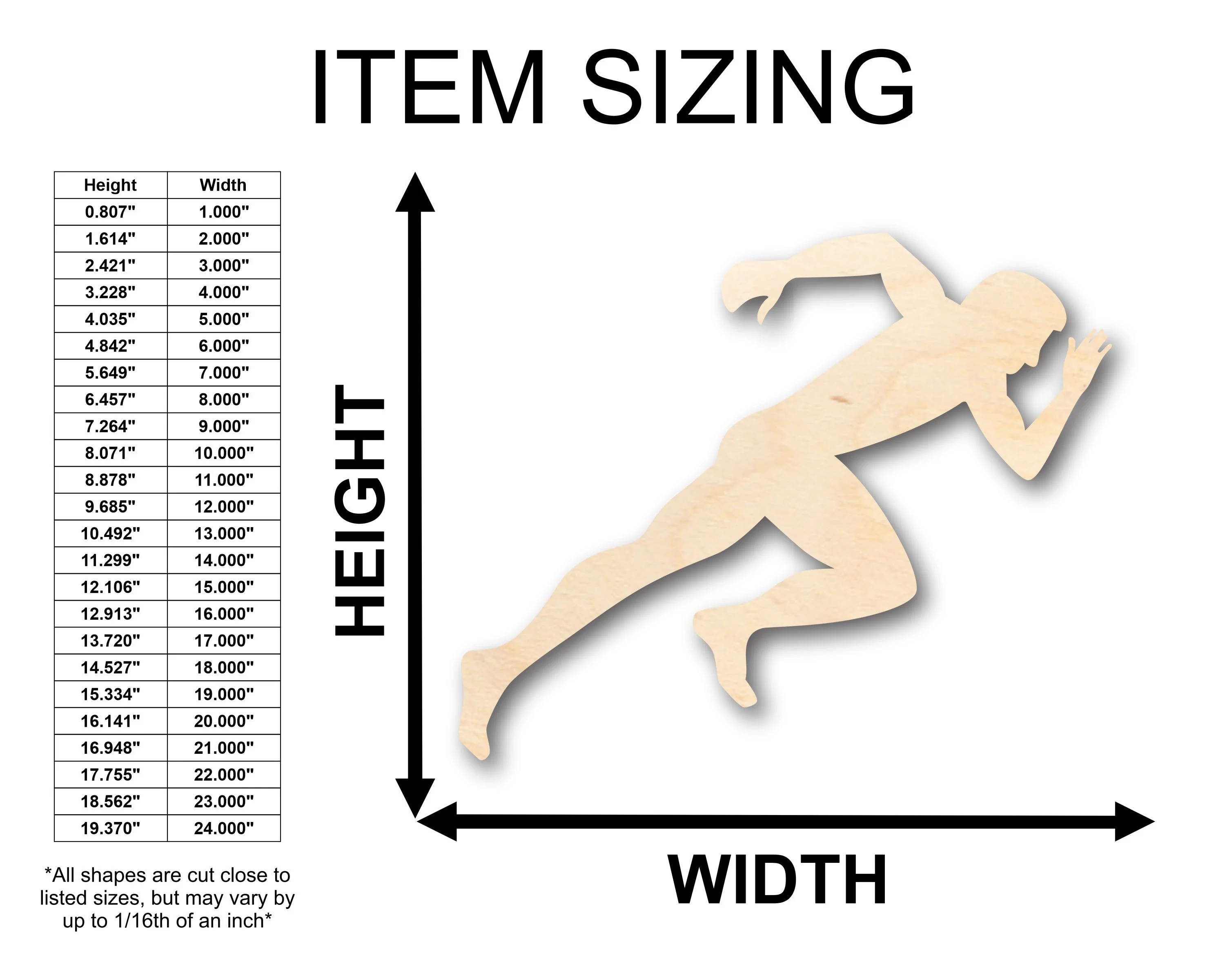 Unfinished Wood Track Sprinter Shape - Craft - up to 46" DIY - Image 2
