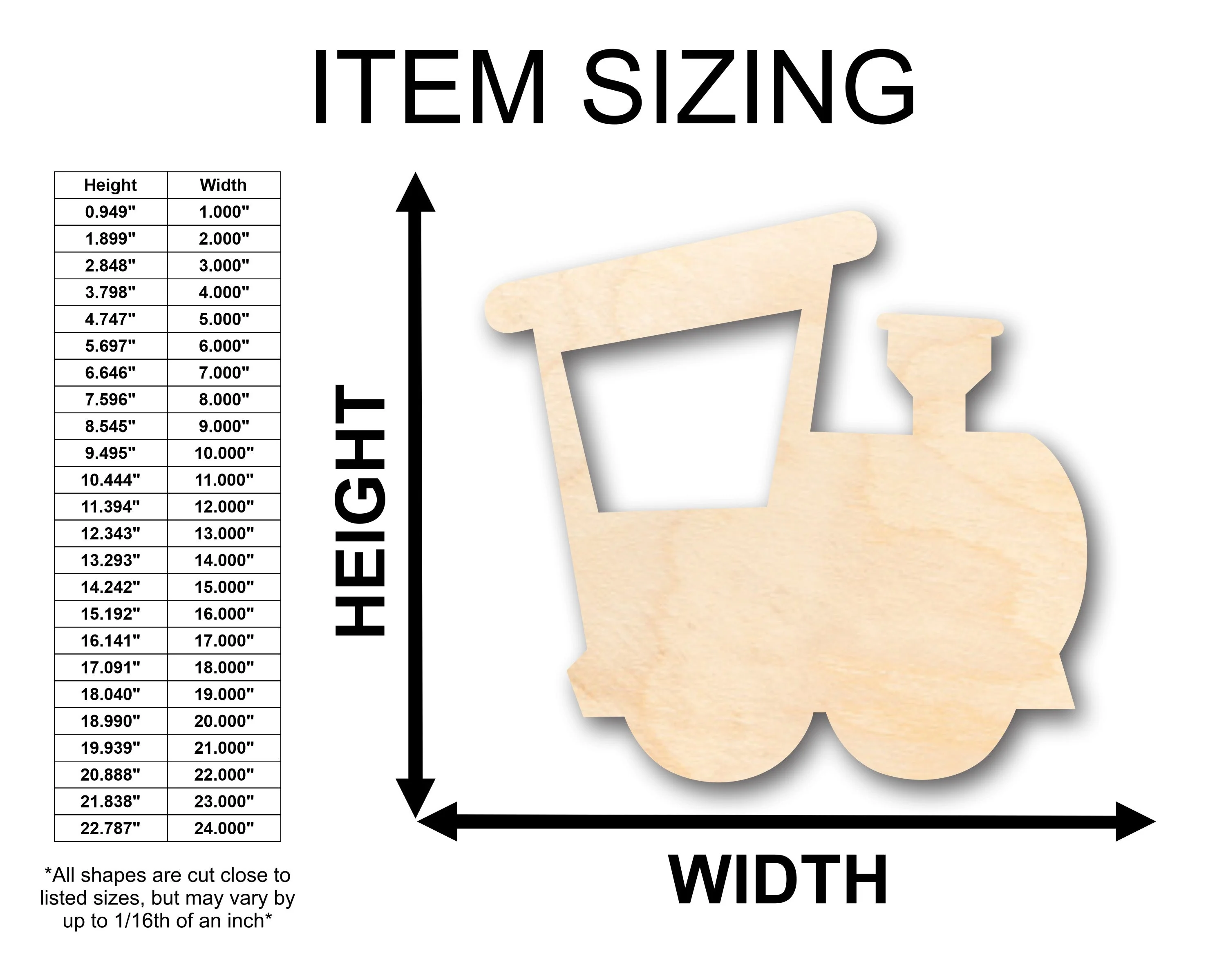 Unfinished Wood Train Locomotive Shape - Craft - up to 46" DIY - Image 2