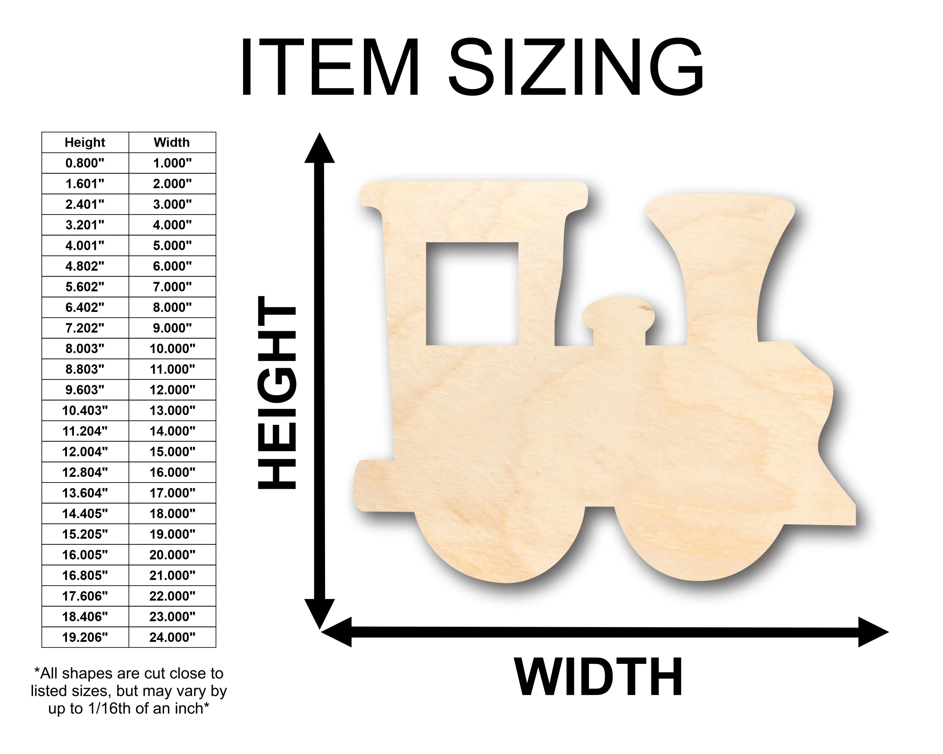 Unfinished Wood Train Locomotive Shape - Craft - up to 46" DIY - Image 2