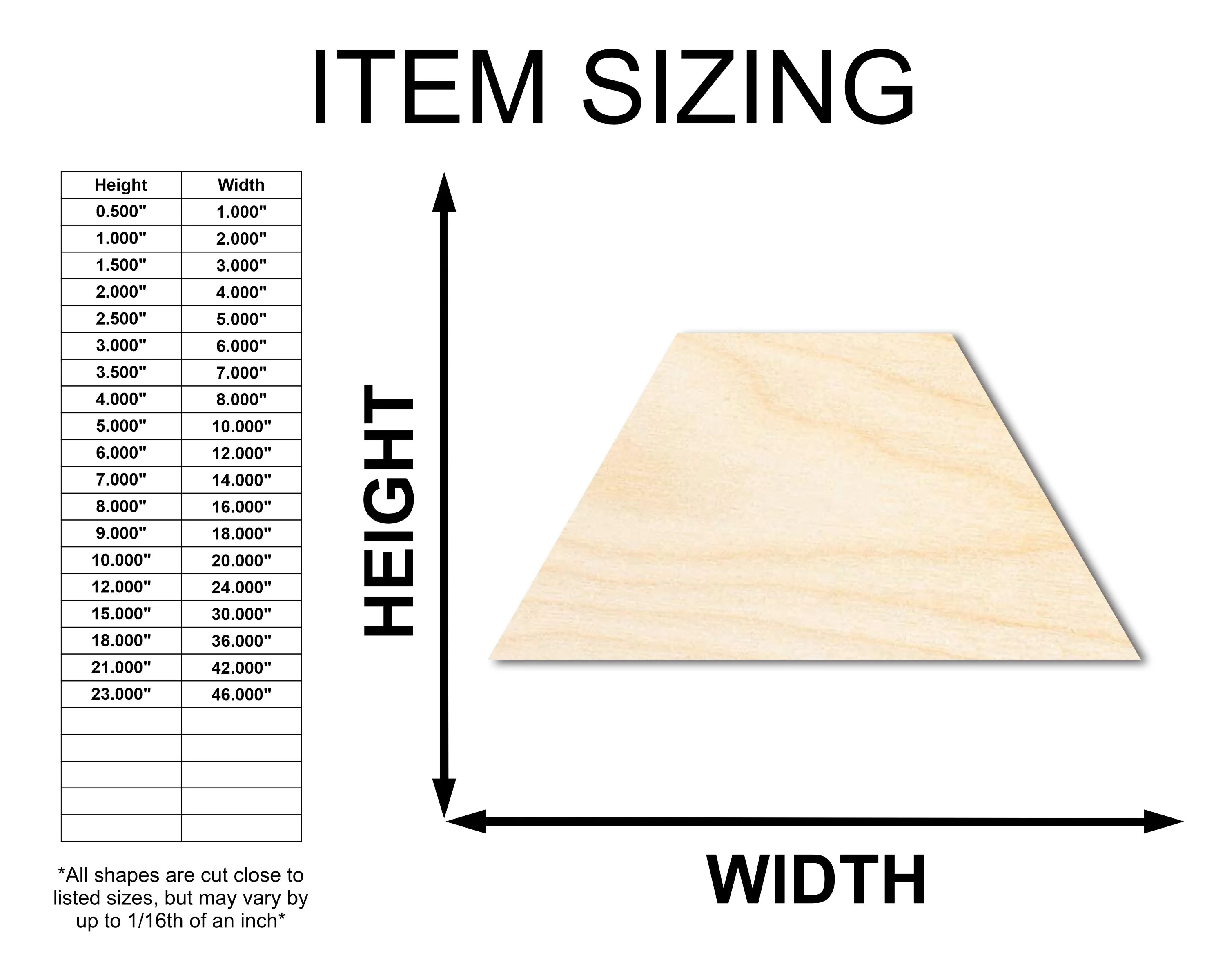 Unfinished Wood Trapezoid Shape - Craft - up to 46" DIY - Image 2