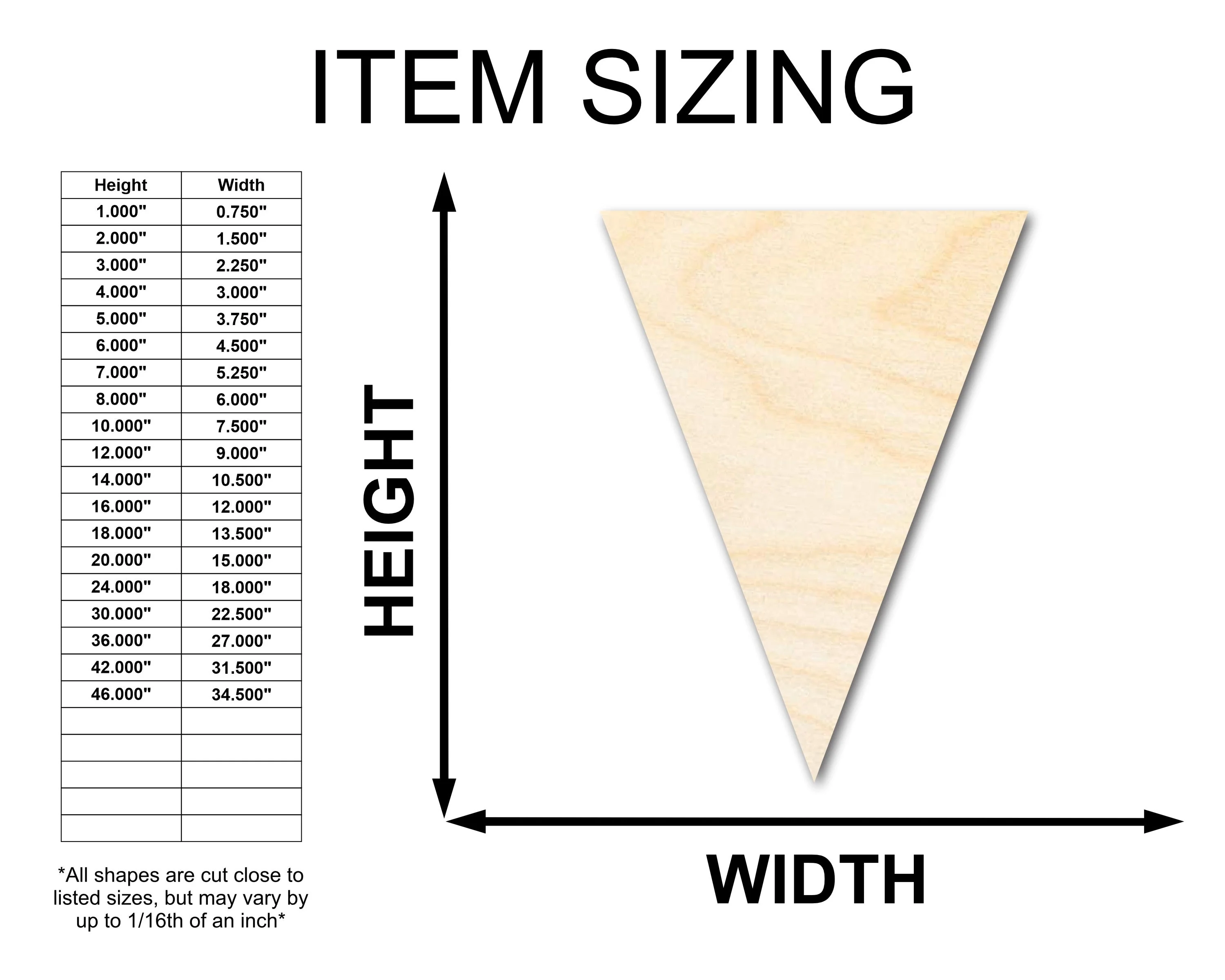 Unfinished Wood Triangle Bunting Shape - Craft - up to 46" DIY - Image 2