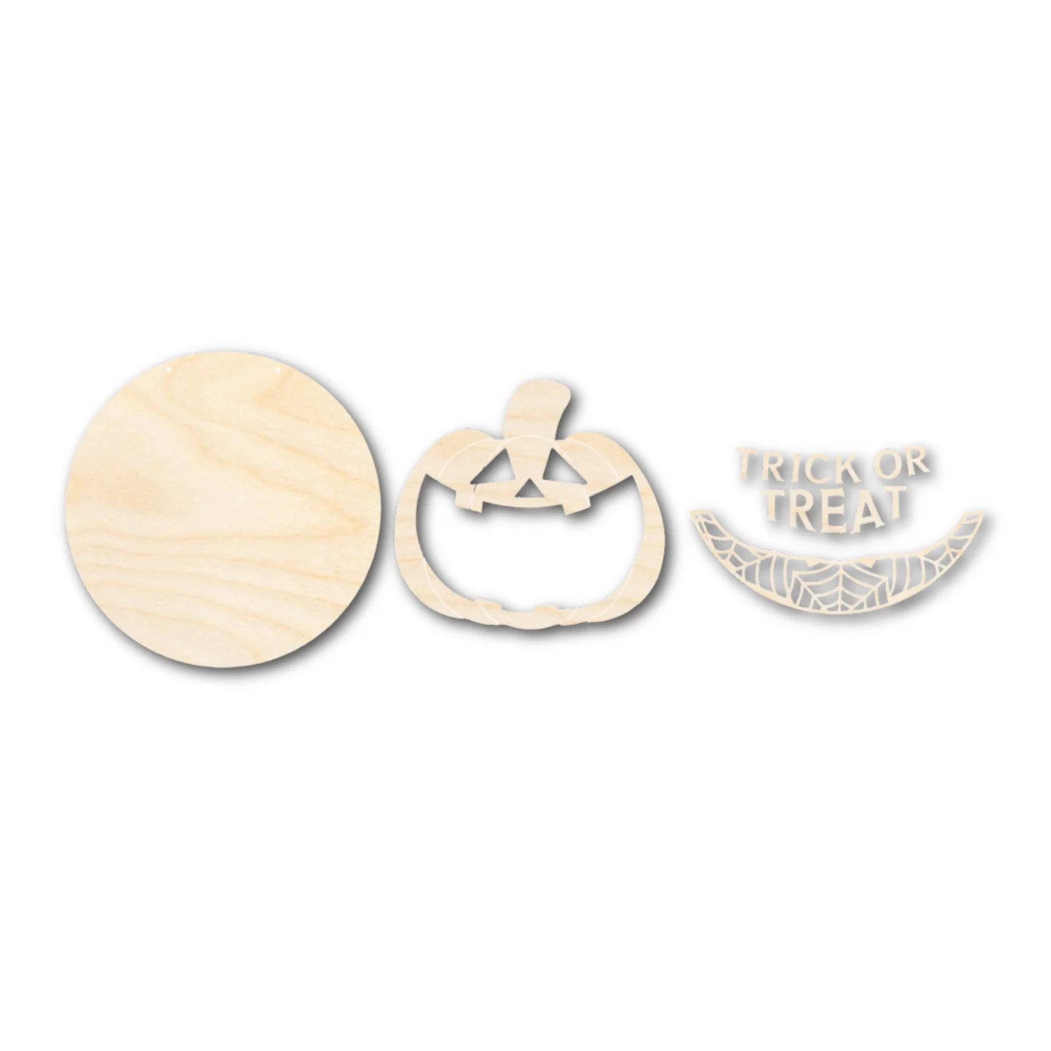 Unfinished Wood Trick or Treat Jack-o-Lantern Door Sign Kit | Wood Craft Cutouts | 1/4" Thick | - Image 3