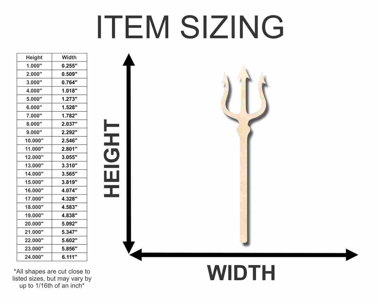 Unfinished Wood Trident Shape - Ocean - Neptune - Craft - up to 46" DIY - Image 2
