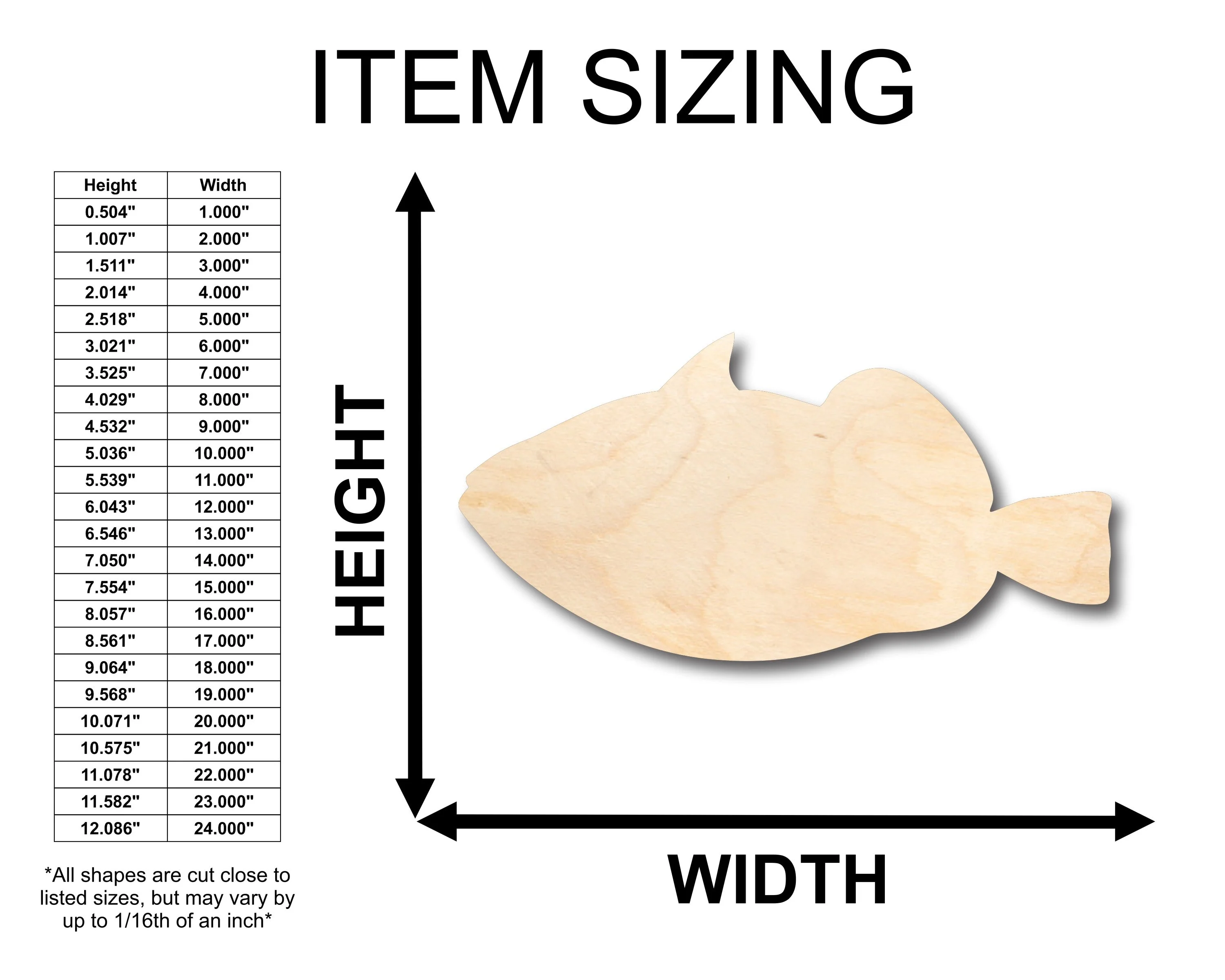 Unfinished Wood Trigger Fish Shape - Craft - up to 46" DIY - Image 2
