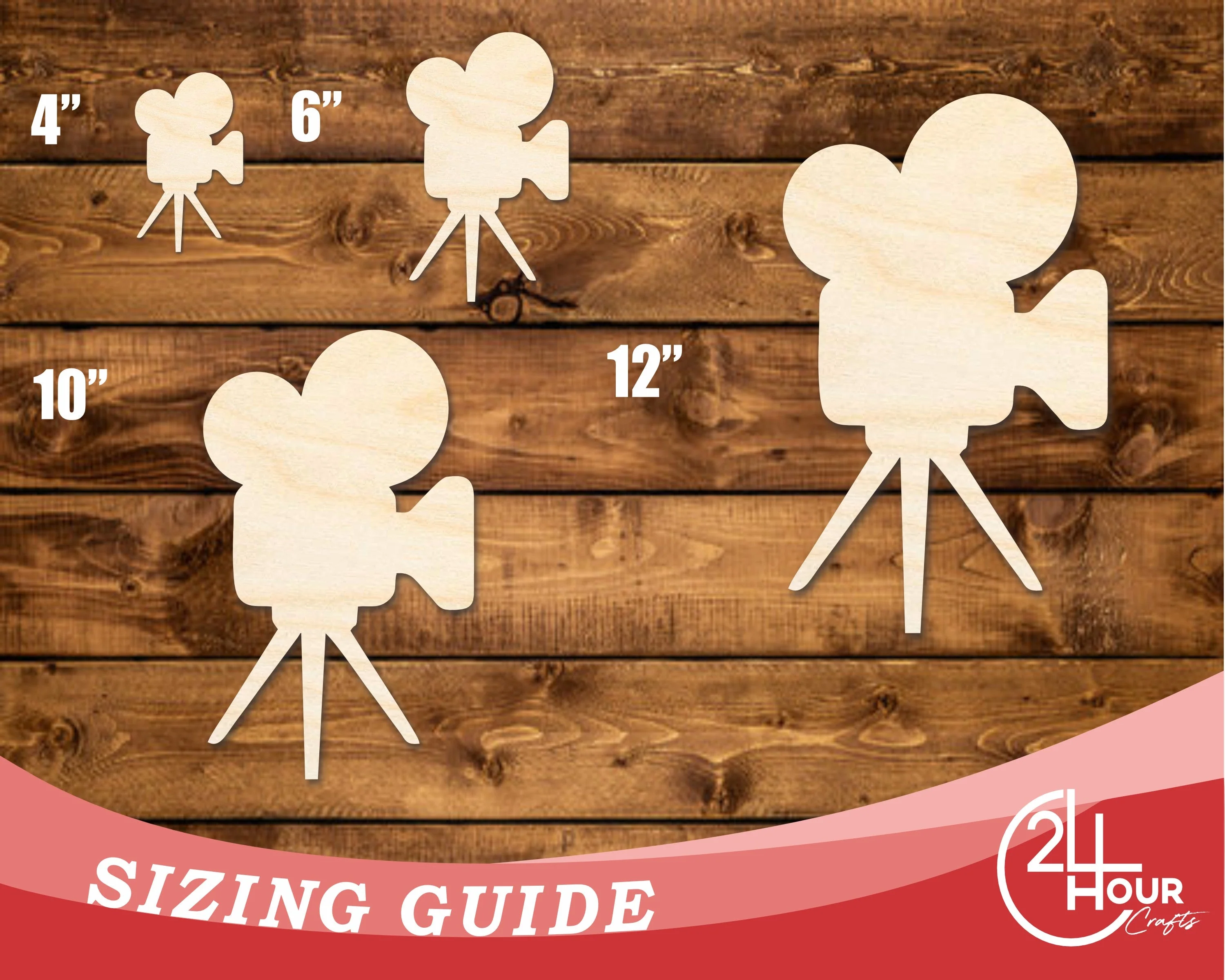 Unfinished Wood Tripod Film Camera Shape | DIY Craft Cutout | up to 46" DIY - Image 3