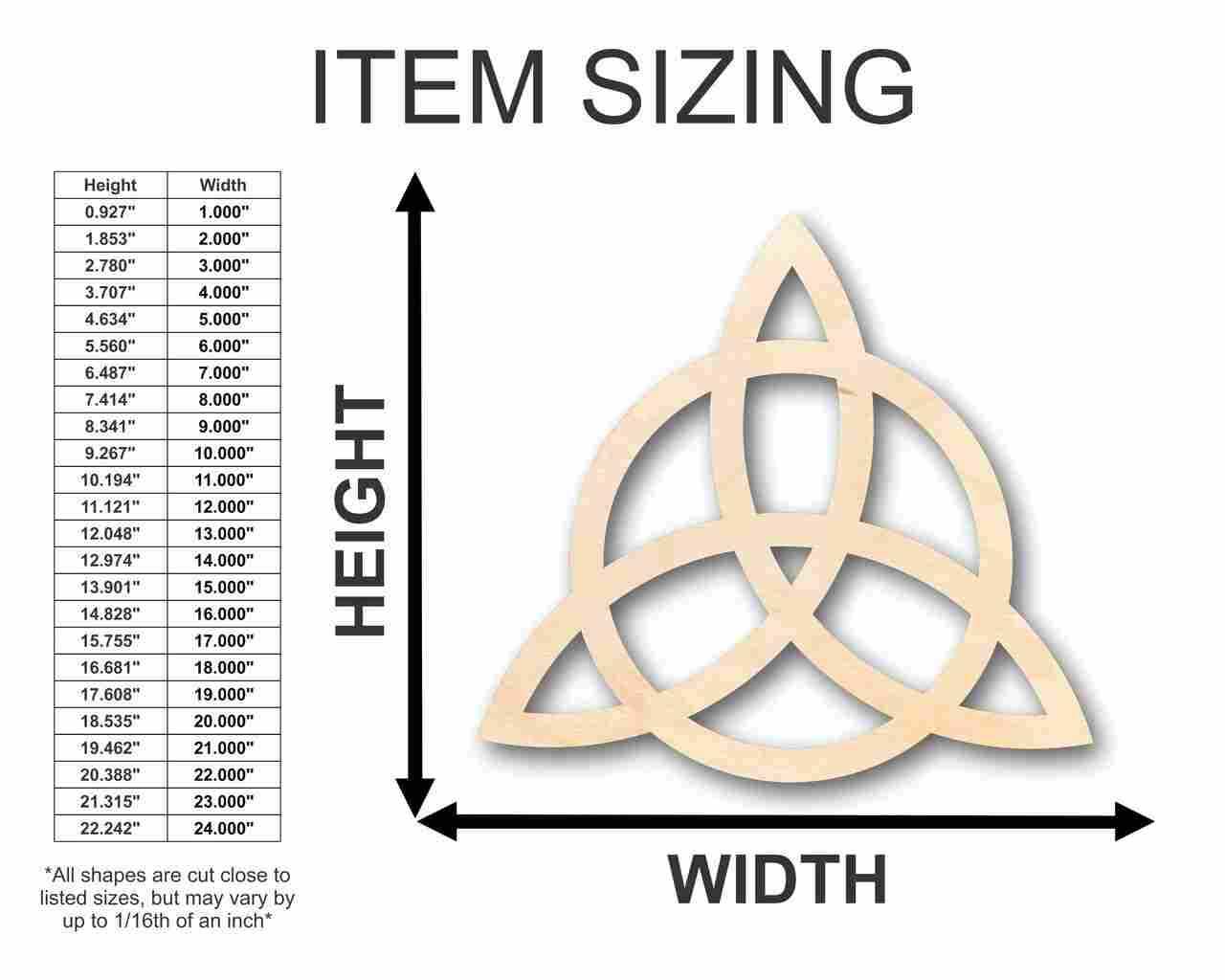 Unfinished Wood Triquetra Shape - Craft - up to 46" DIY - Image 2