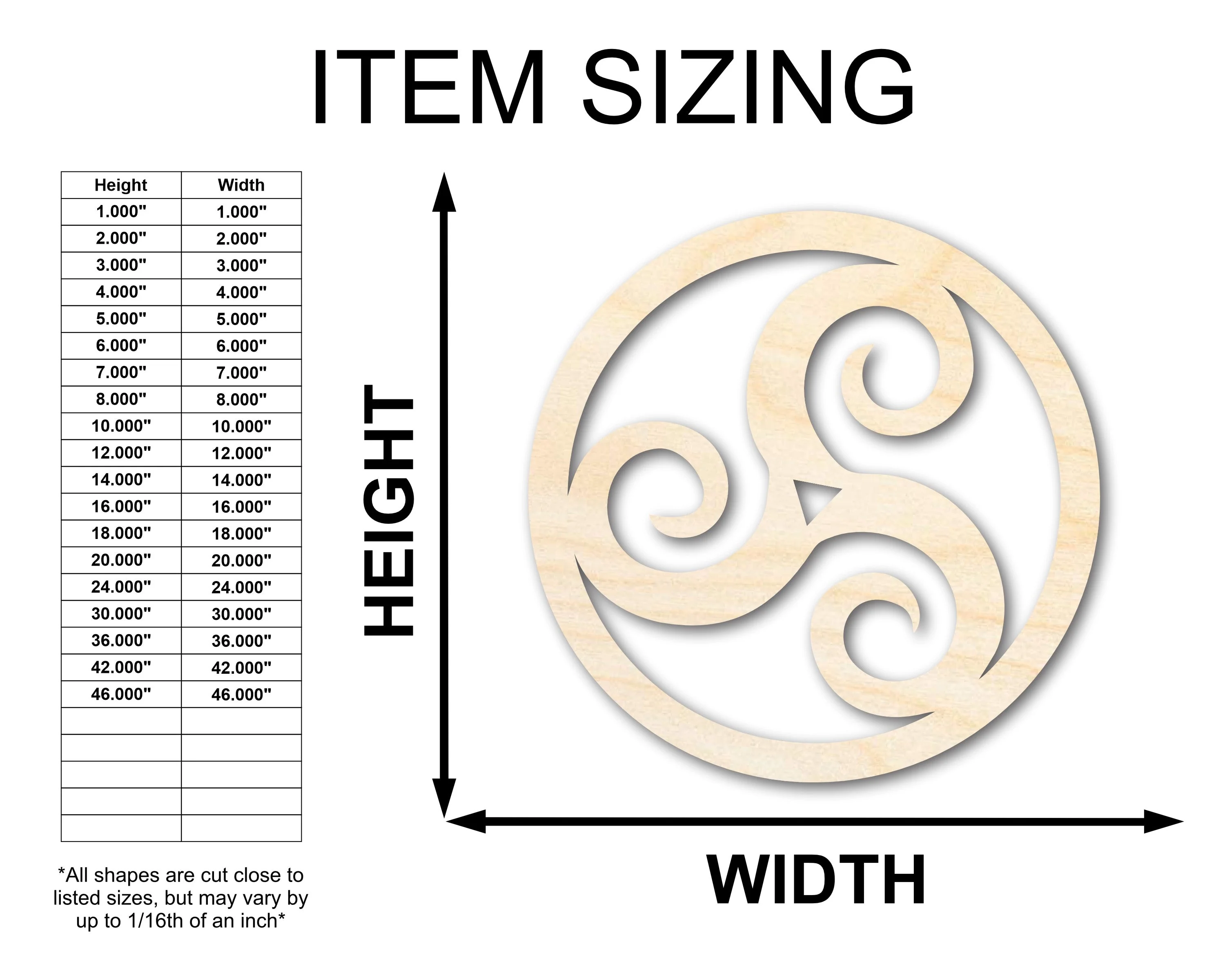 Unfinished Wood Triskele Shape - Celtic Symbol Craft - up to 46" - Image 2