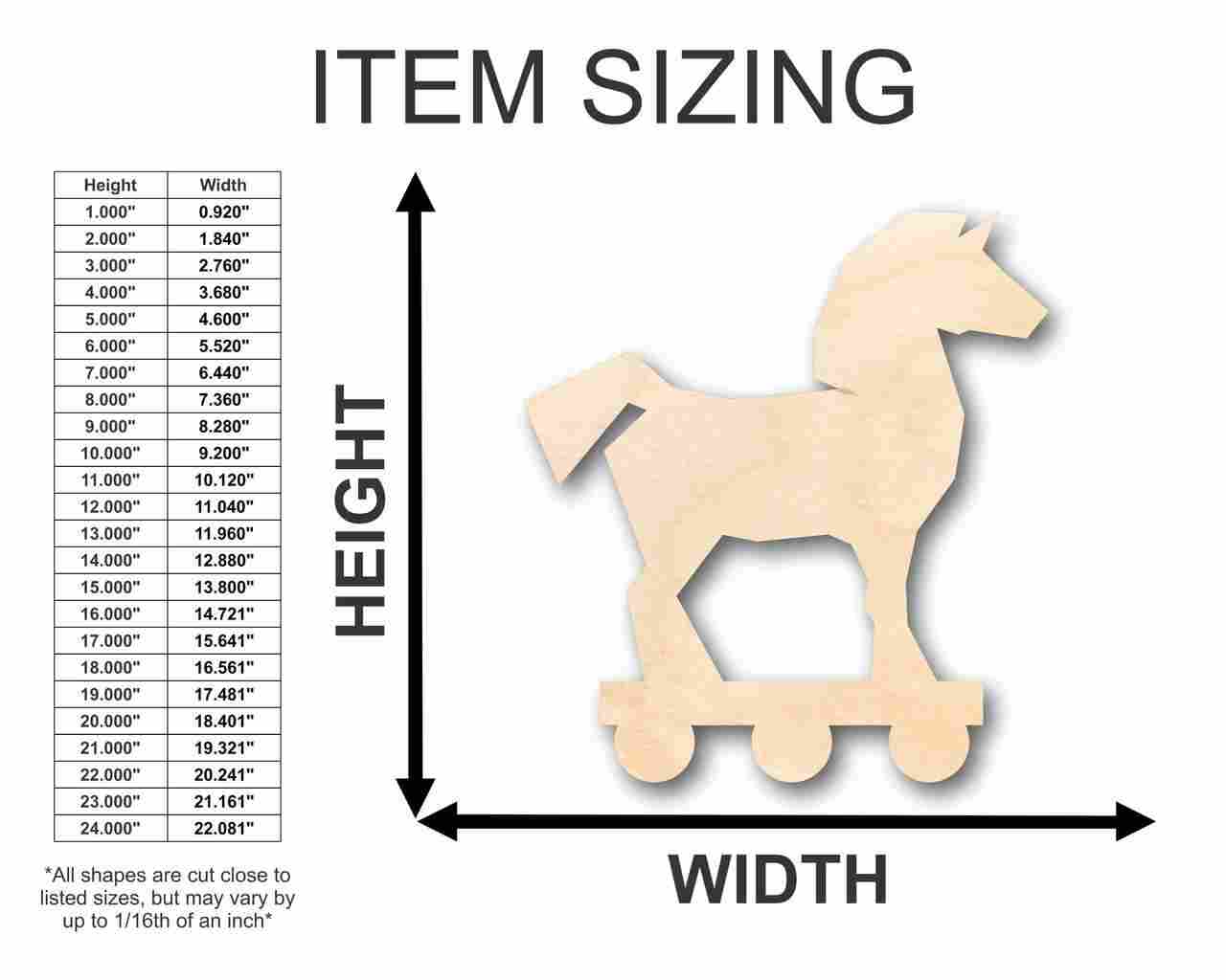 Unfinished Wood Trojan Horse Shape - Toy - Greek History - Craft - up to 46" DIY - Image 2