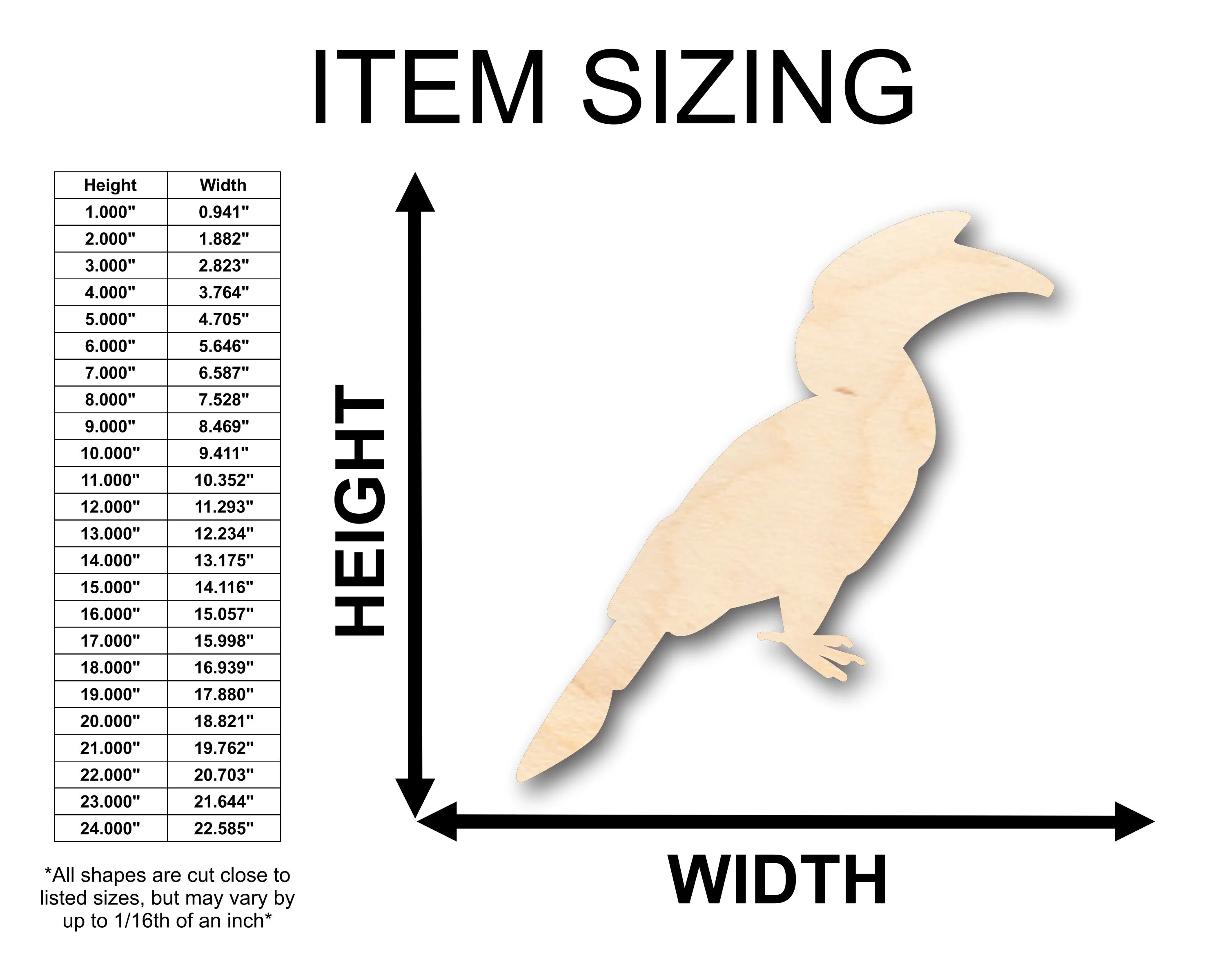 Unfinished Wood Tropical Bird Shape - Craft - up to 46" DIY - Image 2