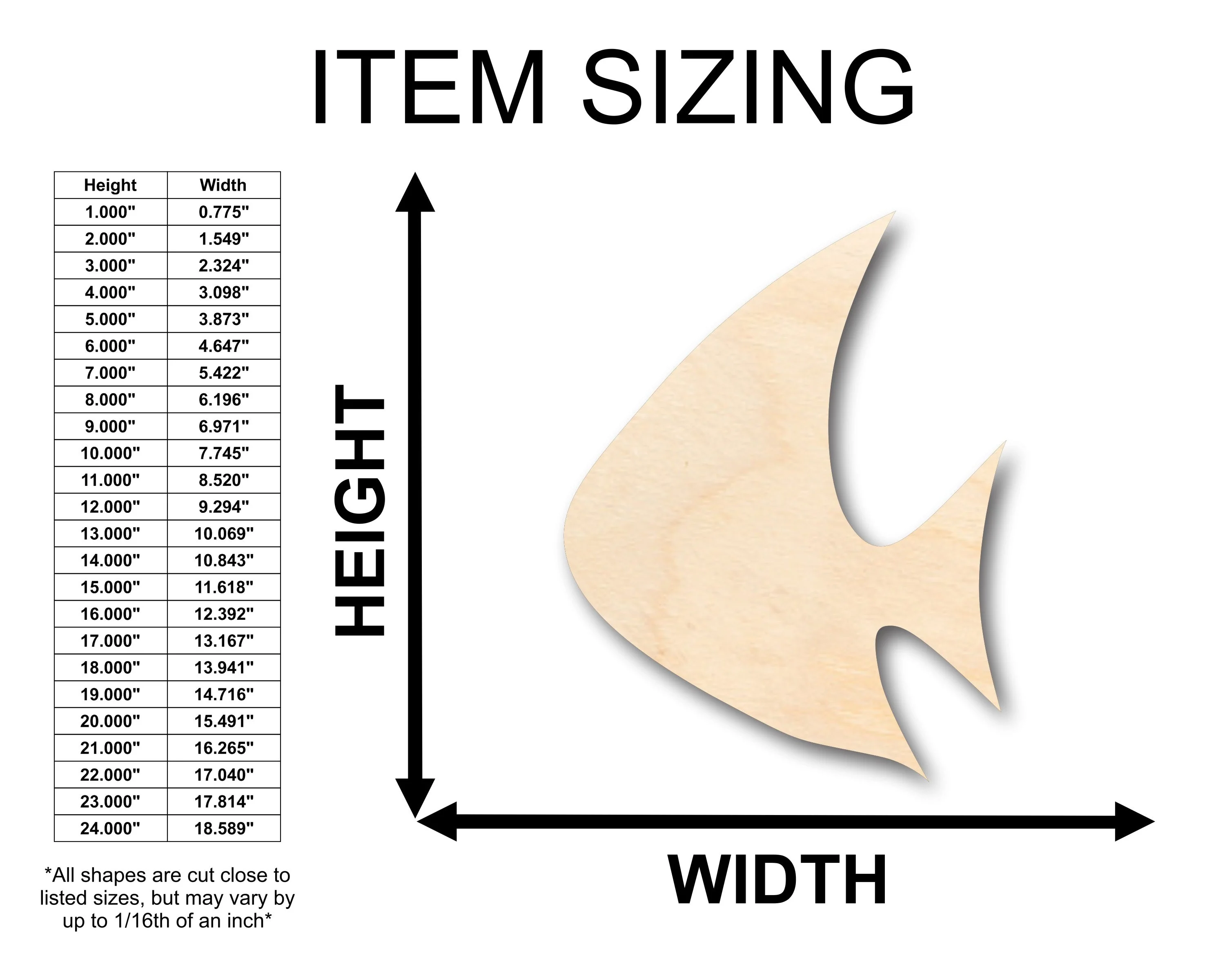 Unfinished Wood Tropical Fish Shape - Craft - up to 46" DIY - Image 2