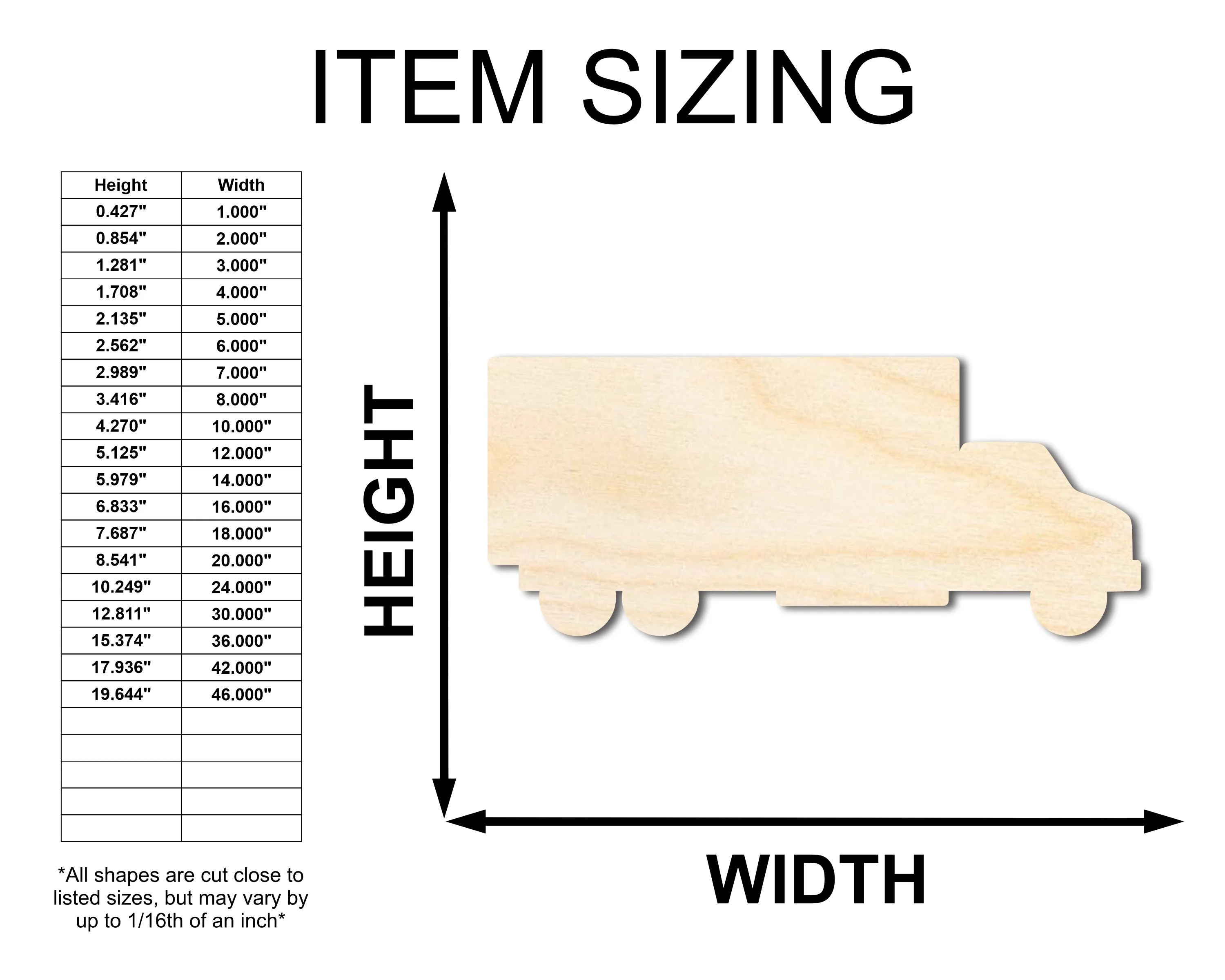 Unfinished Wood Truck Van Shape - Craft - up to 46" DIY - Image 2