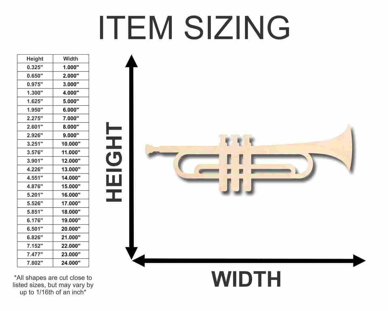 Unfinished Wood Trumpet Shape - Music - Craft - up to 46" DIY - Image 2