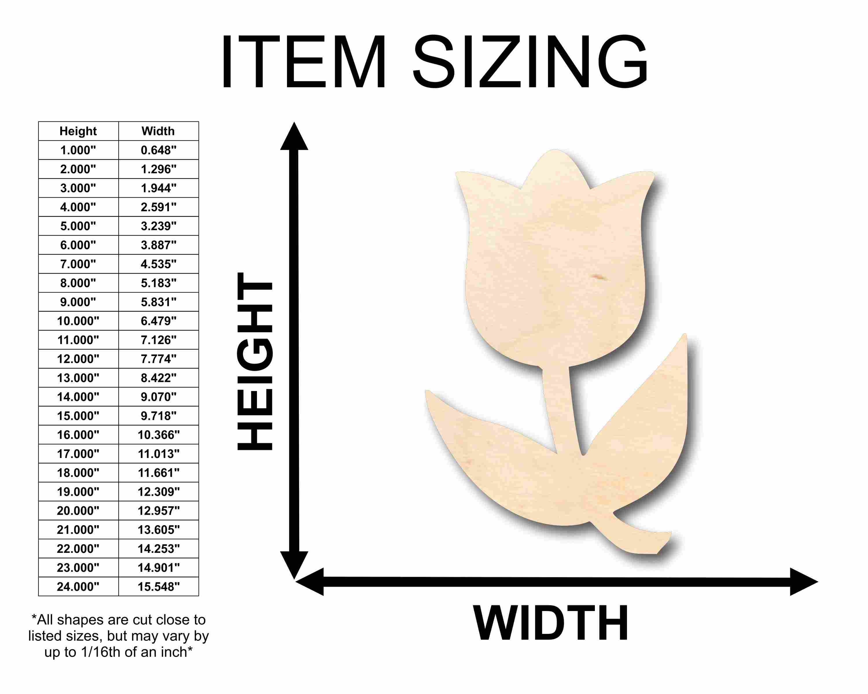 Unfinished Wood Tulip Flower Silhouette - Craft- up to 46" DIY - Image 2
