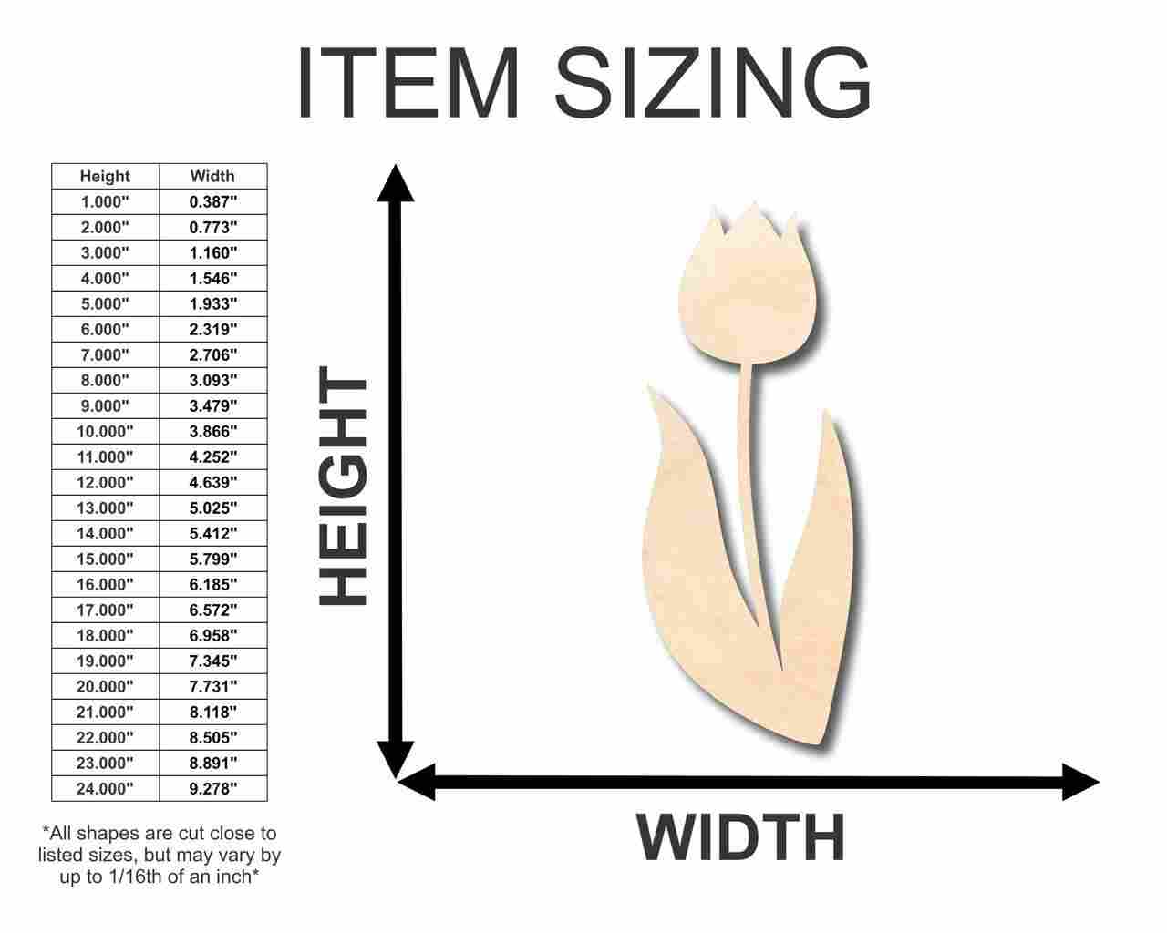 Unfinished Wood Tulip Shape - Spring - Flower - Craft - up to 46" DIY - Image 2