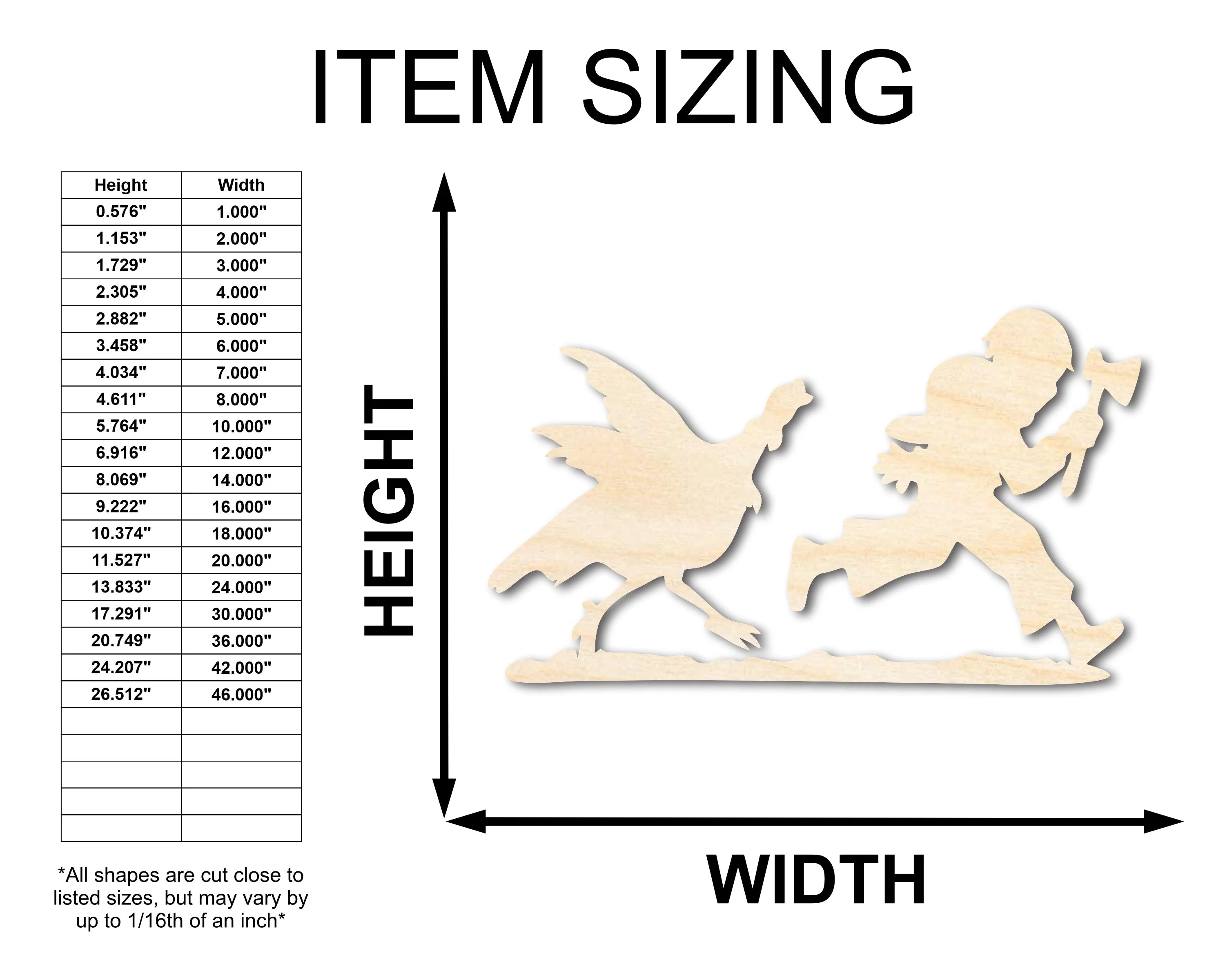 Unfinished Wood Turkey Chase Shape - Craft - up to 46" - Image 2