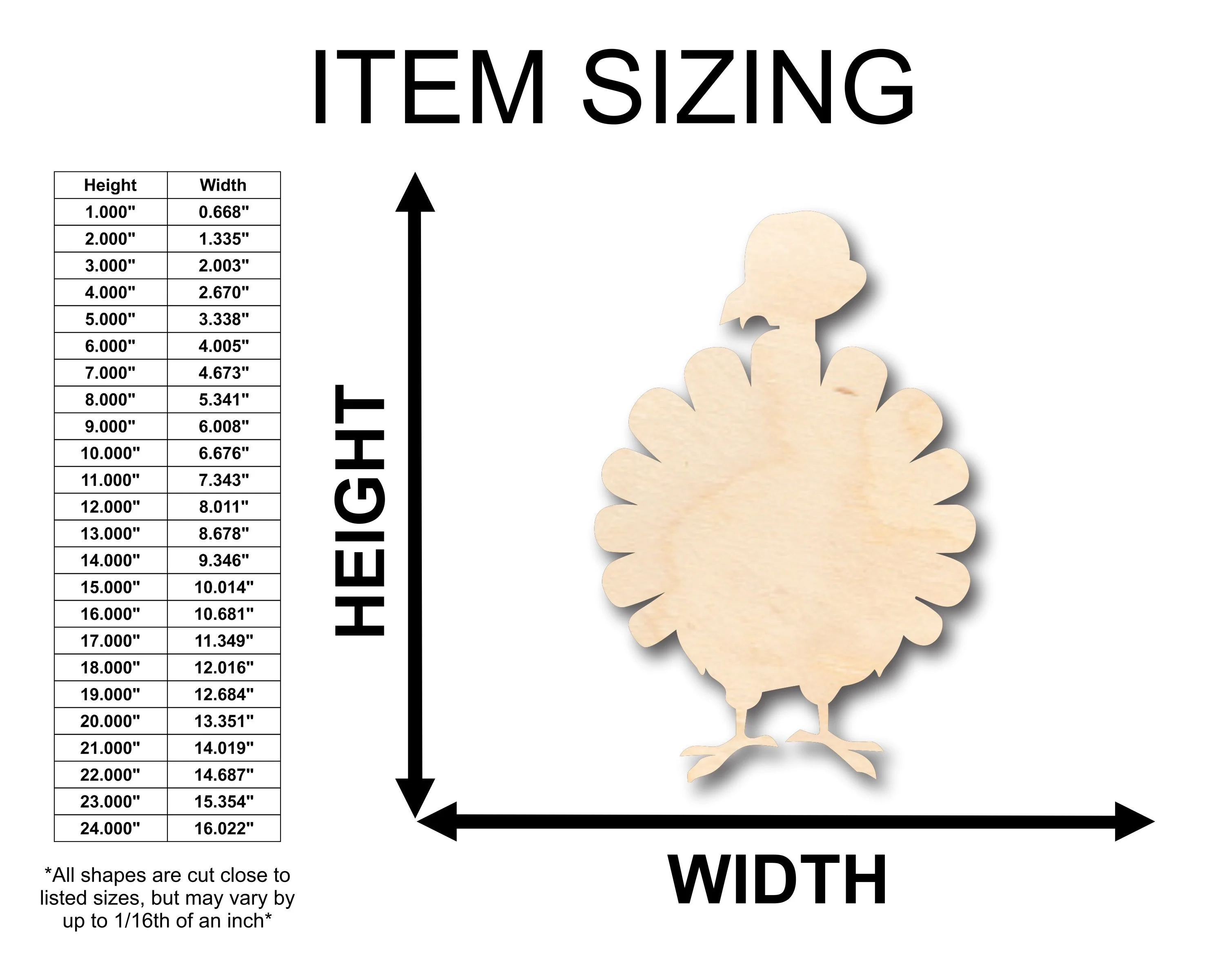 Unfinished Wood Turkey Plume Feather Back Shape - Craft - up to 46" DIY - Image 2