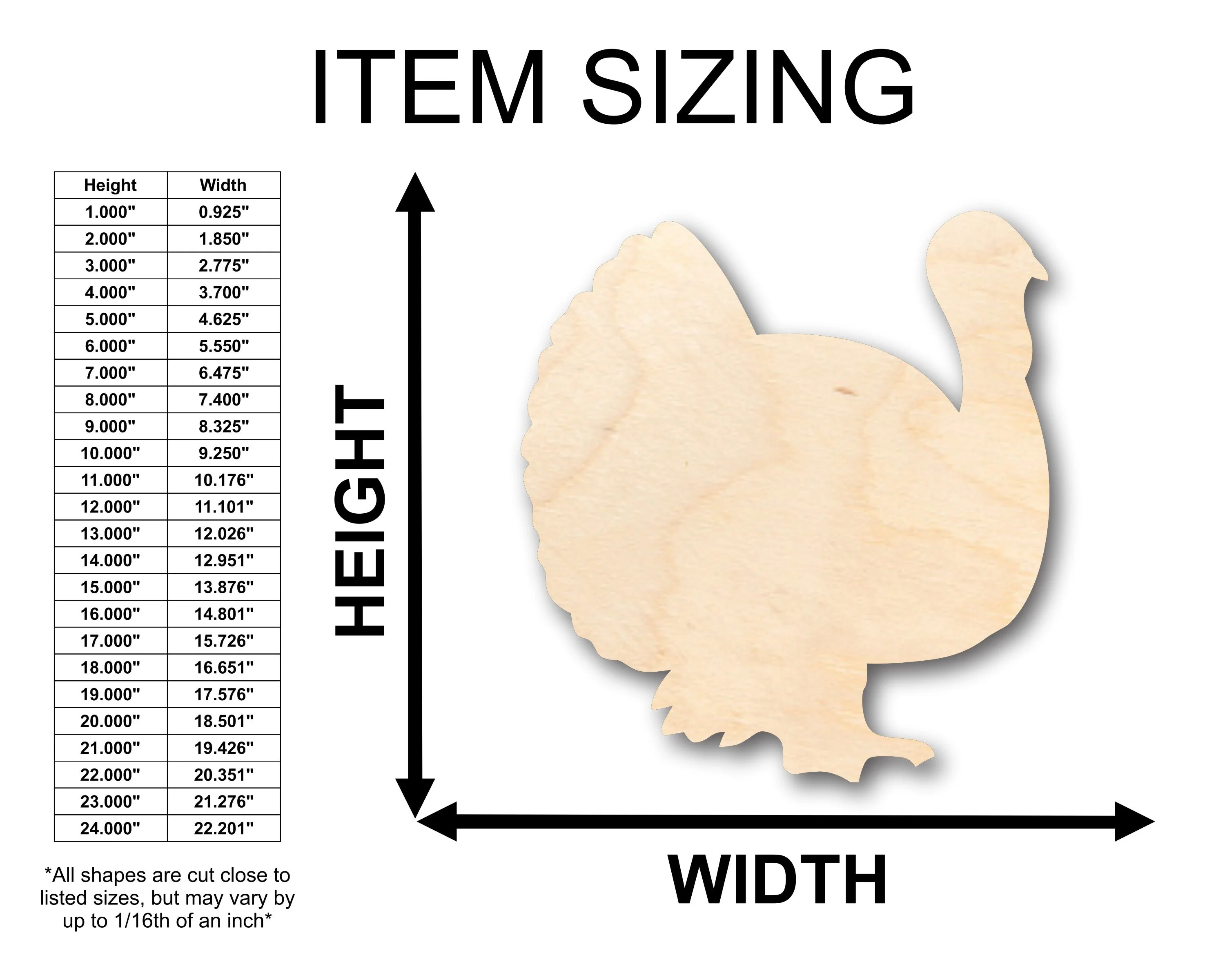 Unfinished Wood Turkey Shape - Craft - up to 46" DIY - Image 2