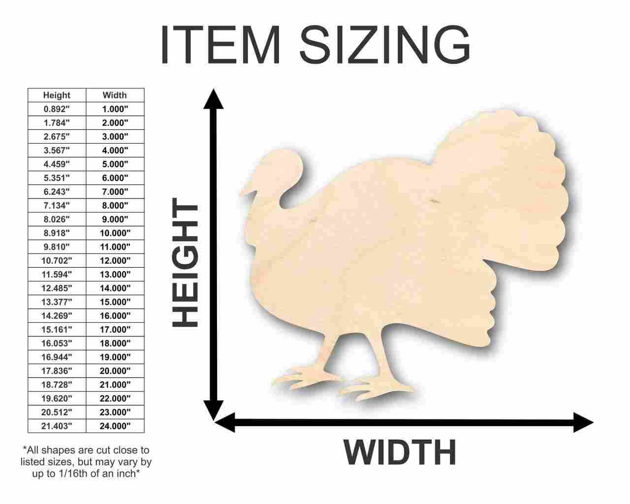Unfinished Wood Turkey Shape - Thanksgiving - Bird - Animal - Craft - up to 46" DIY - Image 2