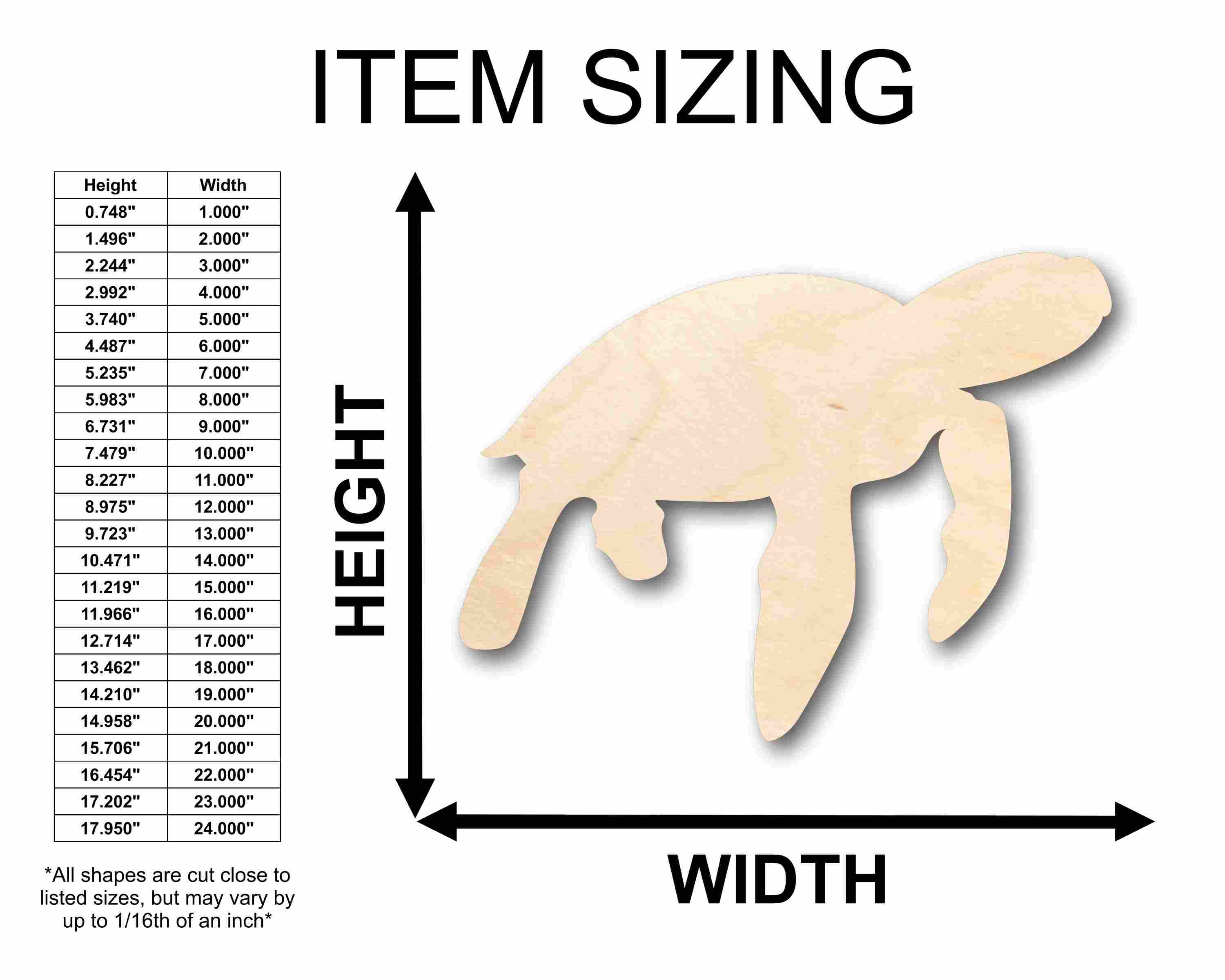 Unfinished Wood Turtle Marine Sea Life Silhouette - Craft- up to 46" DIY - Image 2