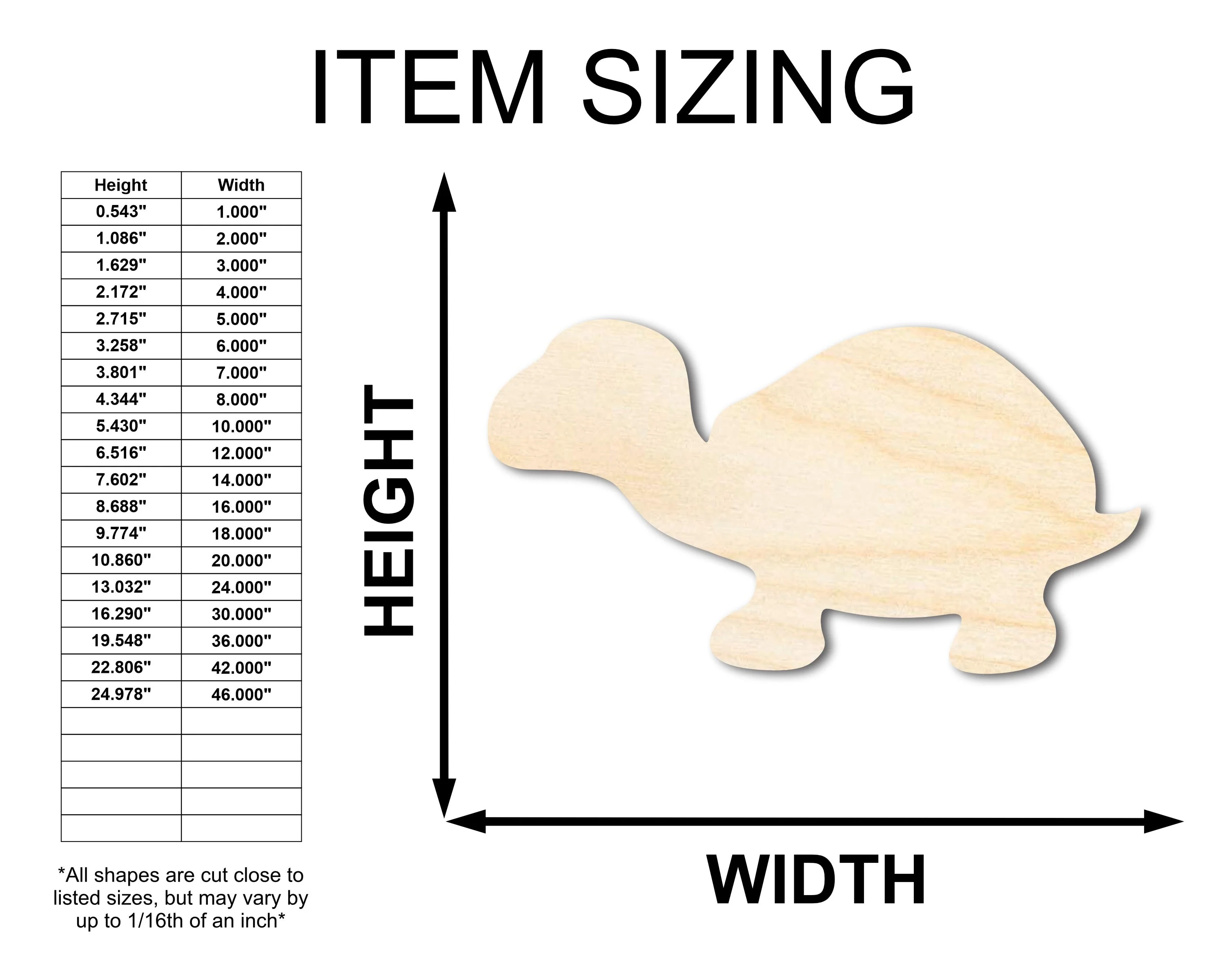 Unfinished Wood Turtle Shape - Craft - up to 46" DIY - Image 2