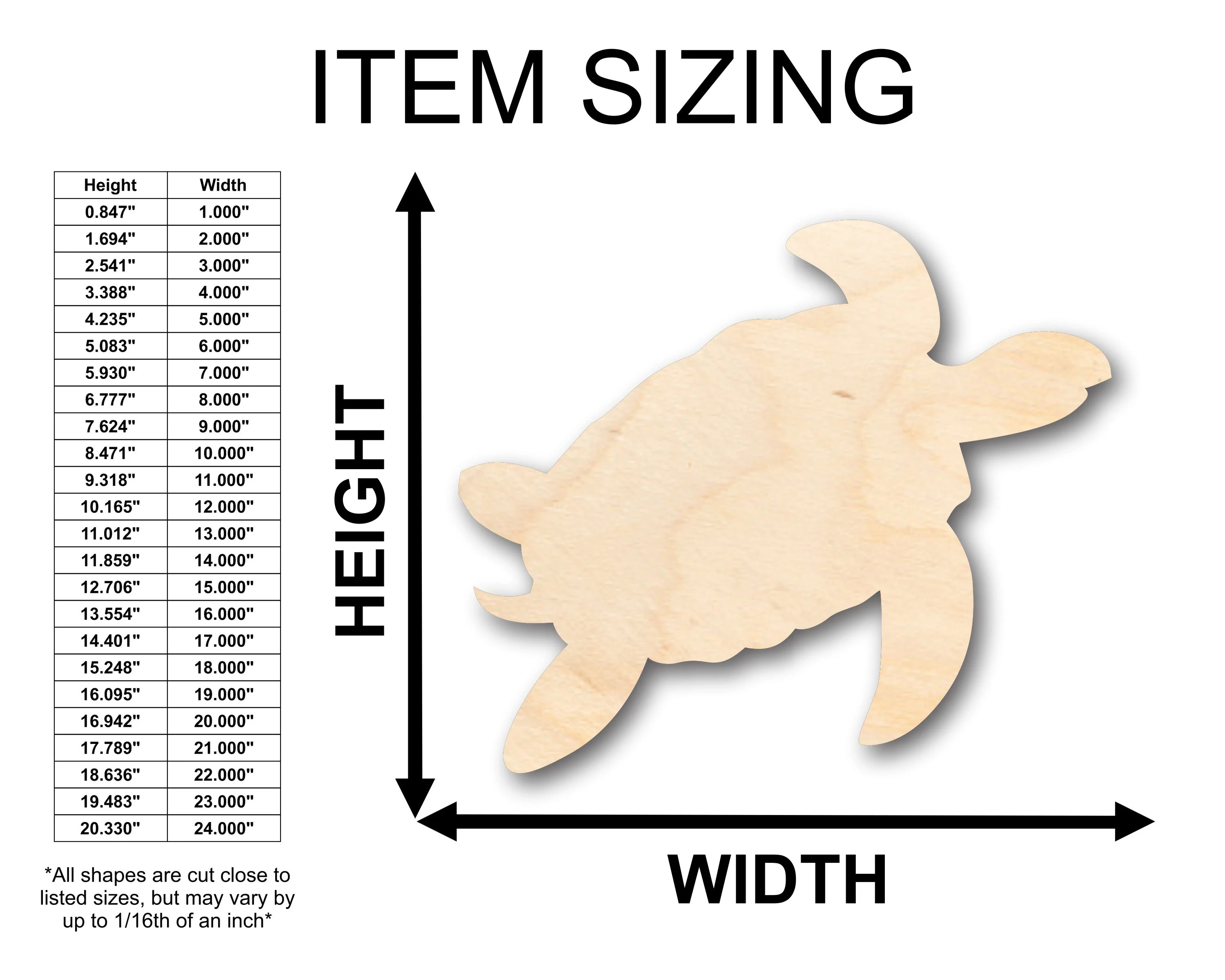 Unfinished Wood Turtle Shape - Craft - up to 46" DIY - Image 2