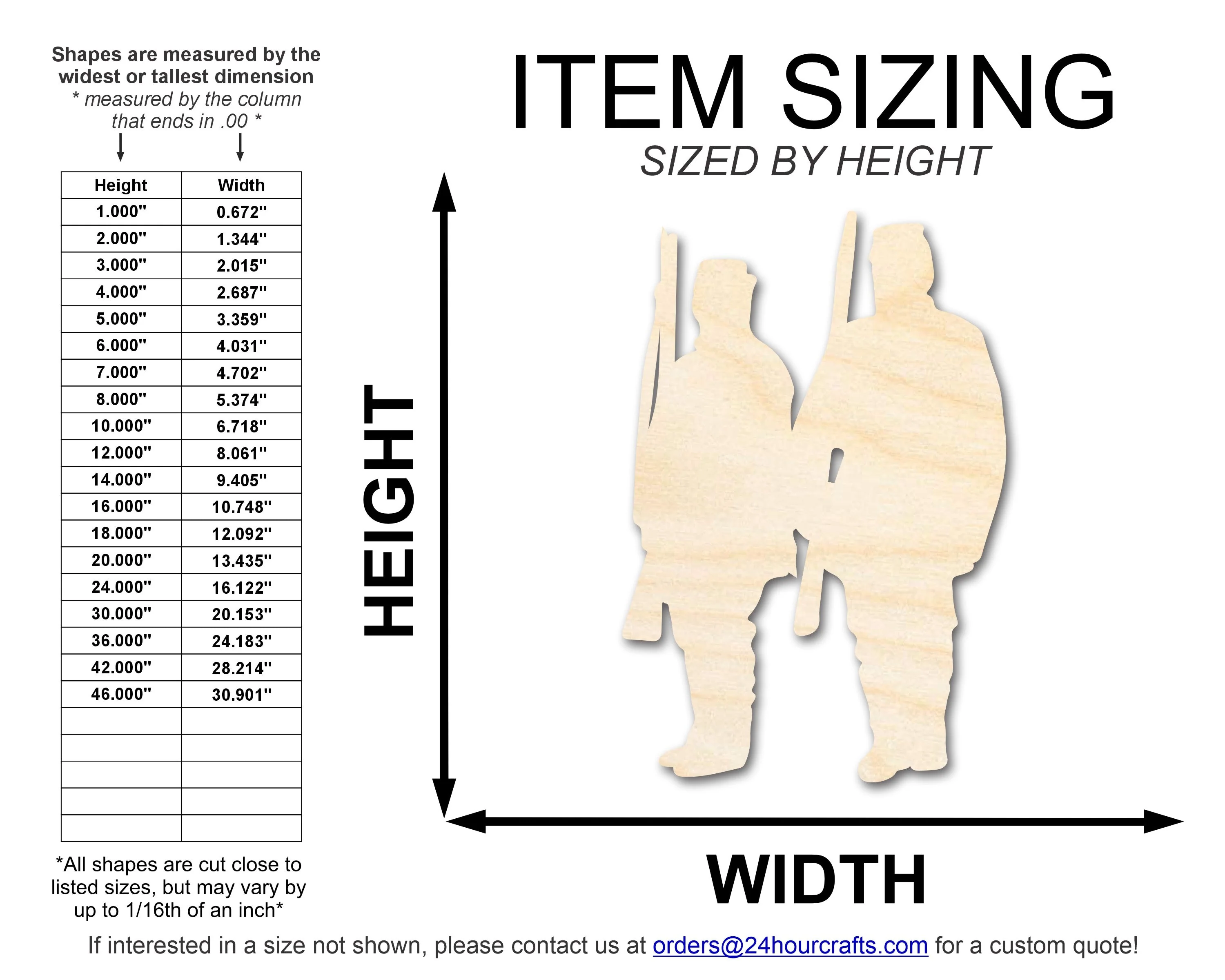 Unfinished Wood Two Soldiers Shape | DIY Craft Cutout | up to 46" DIY - Image 2