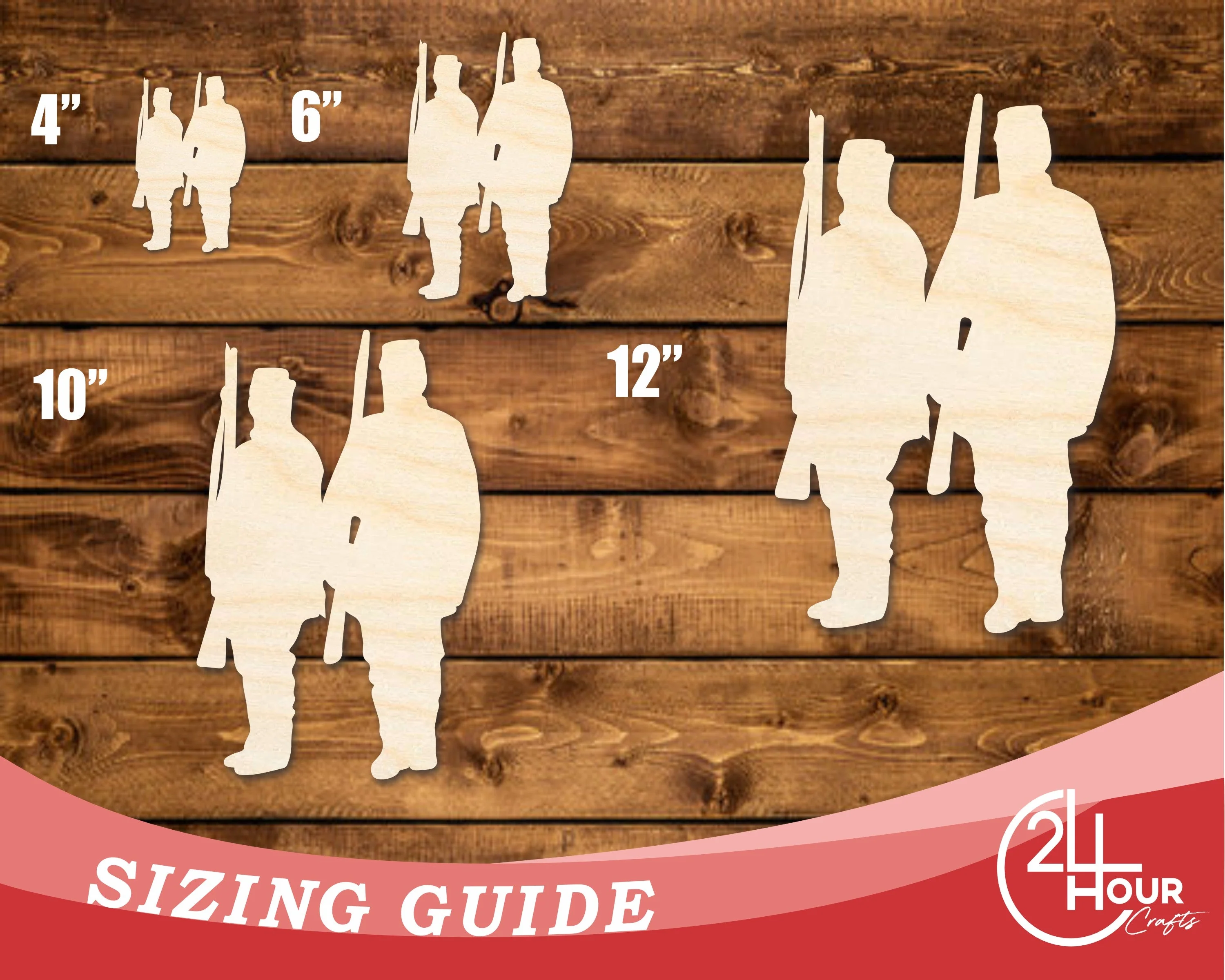 Unfinished Wood Two Soldiers Shape | DIY Craft Cutout | up to 46" DIY - Image 3