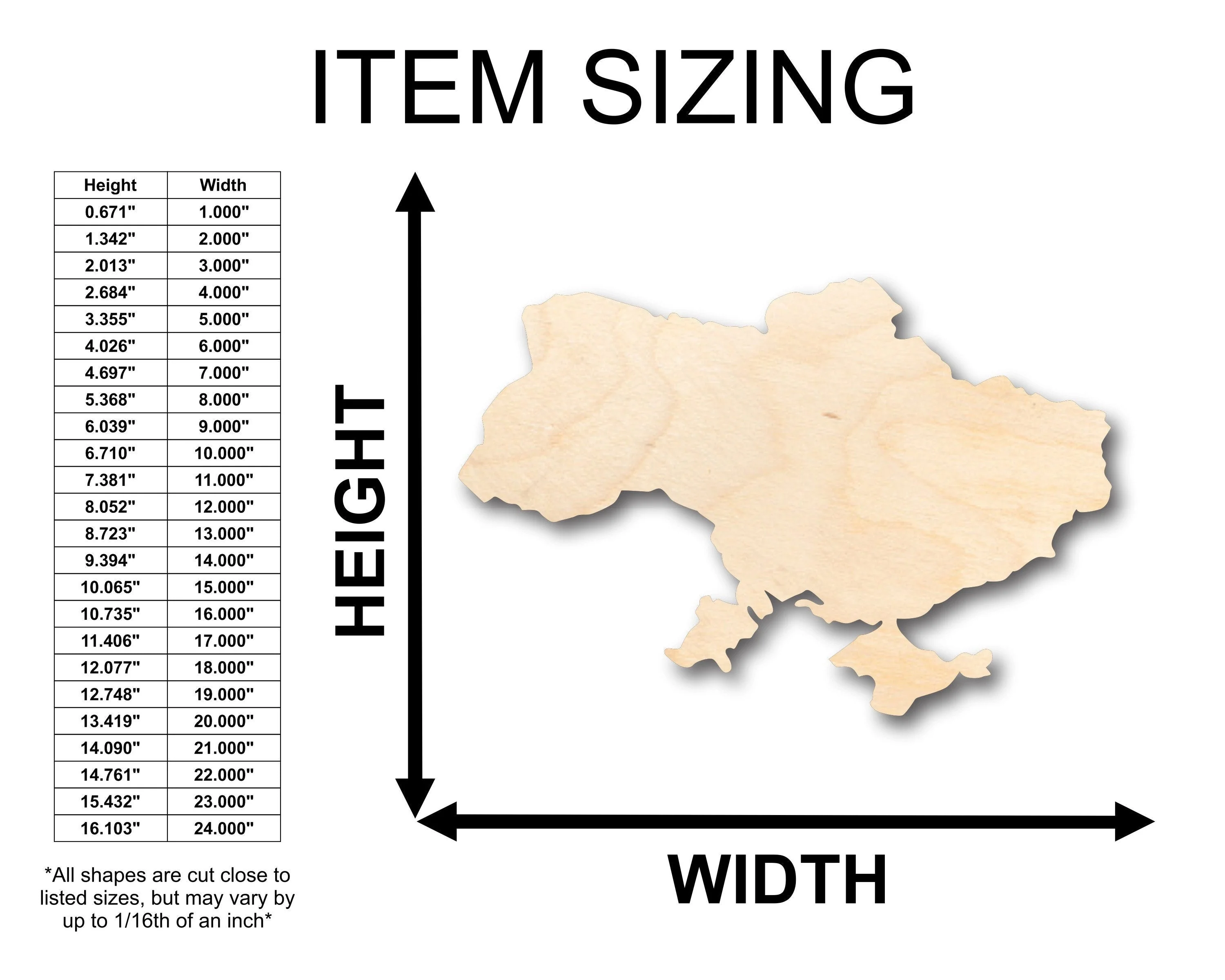 Unfinished Wood Ukraine Shape - Country - Craft - up to 46"  DIY - Image 2