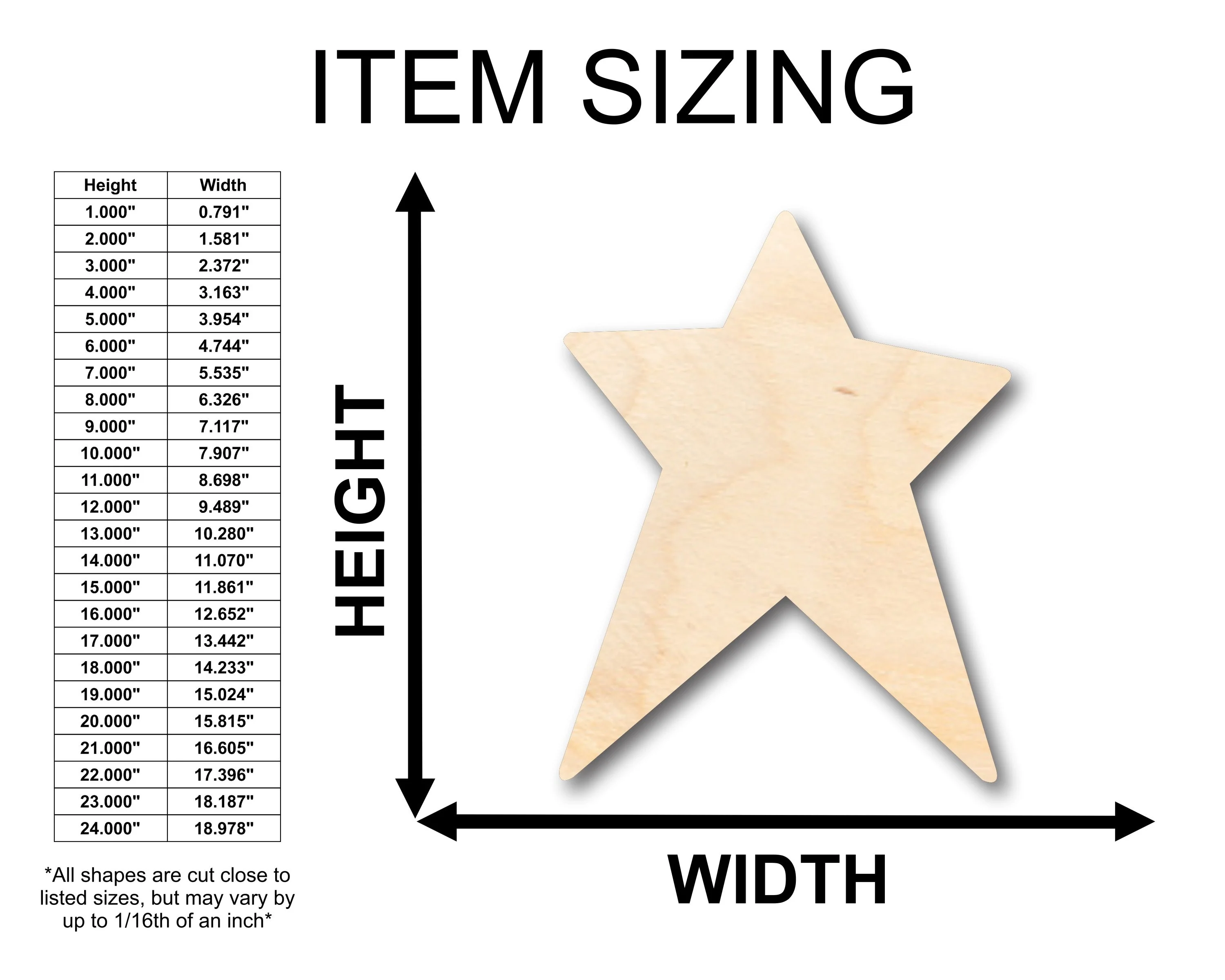 Unfinished Wood Unbalanced Star Shape - Craft - up to 46" DIY - Image 2