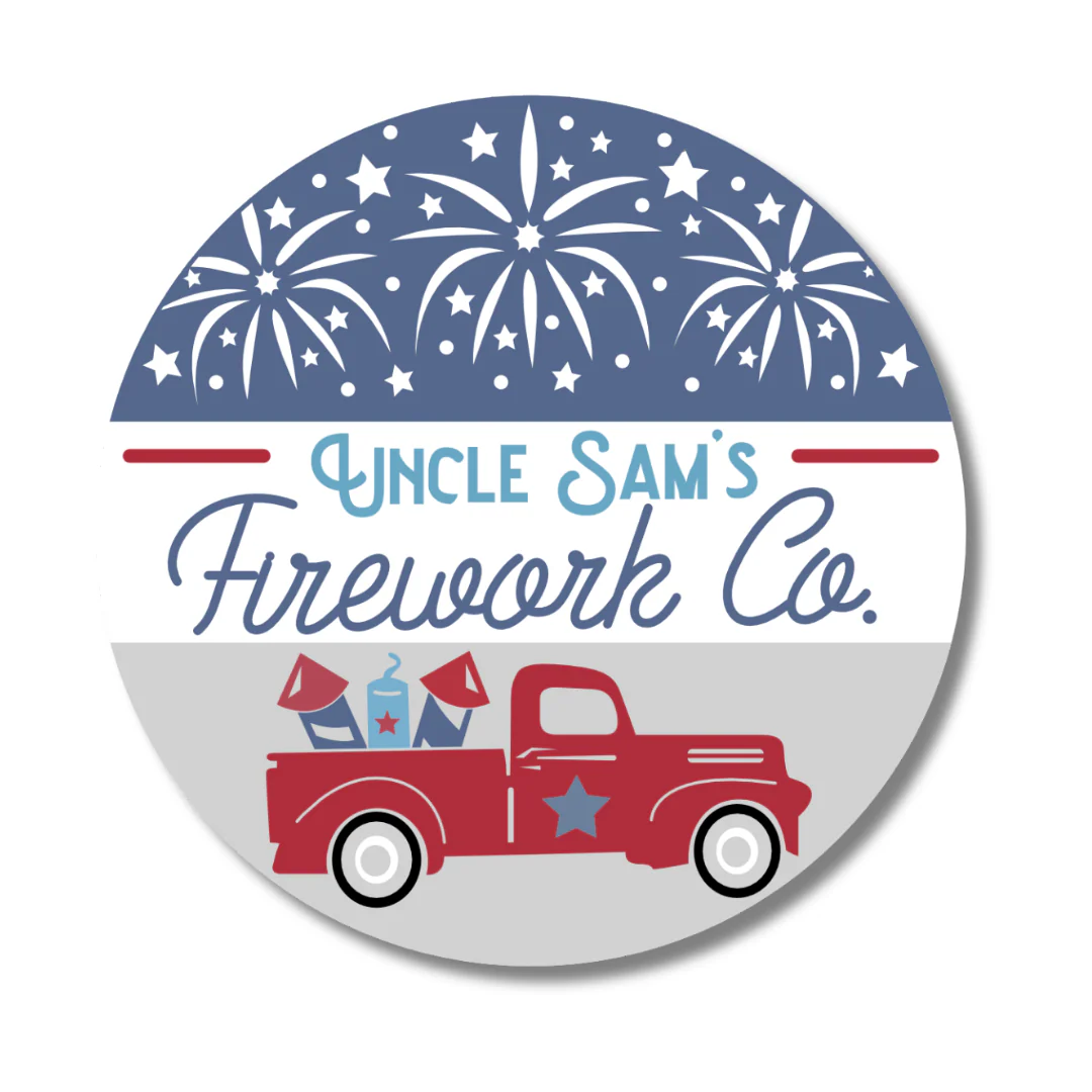 Unfinished Wood Uncle Sam's Fireworks Door Sign Kit | Wood Craft Cutouts | 1/4" Thick | - Image 2
