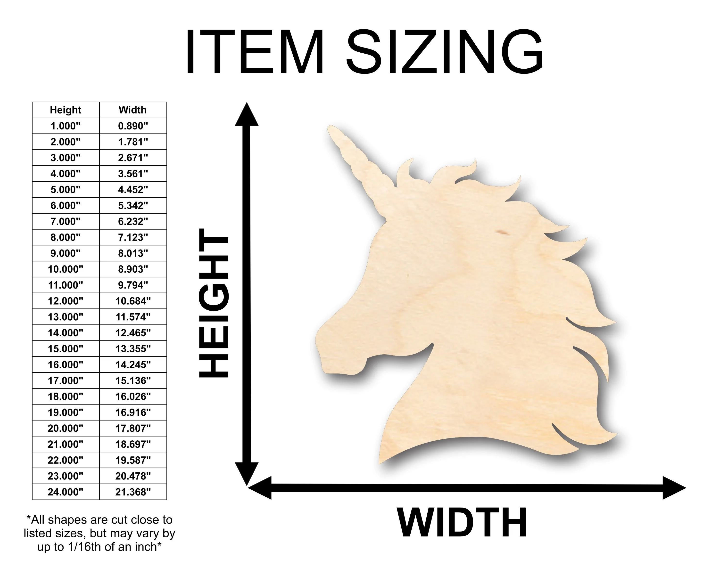 Unfinished Wood Unicorn Head Shape - Craft - up to 46" DIY - Image 2
