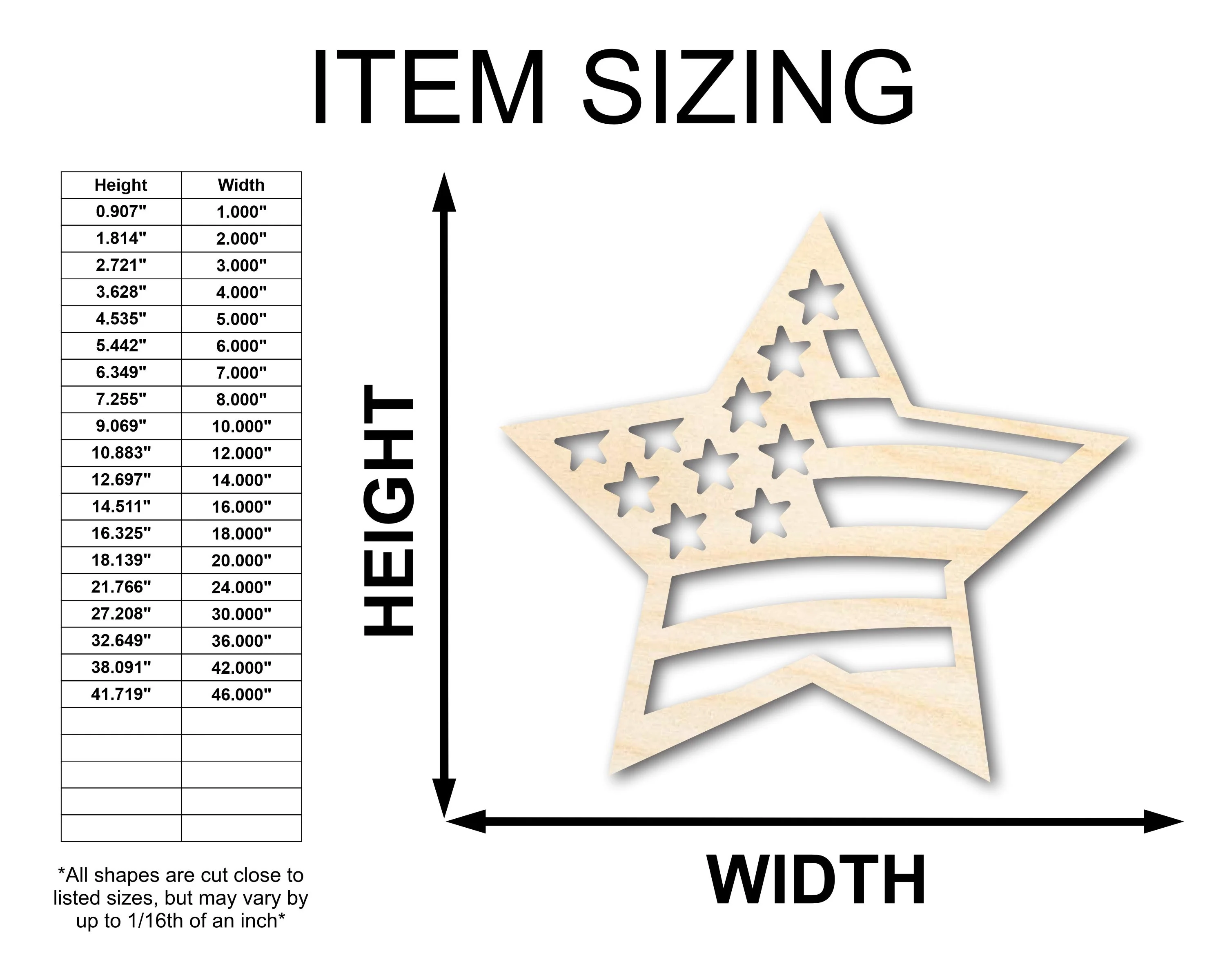 Unfinished Wood USA Star Shape - Craft - up to 46" - Image 2