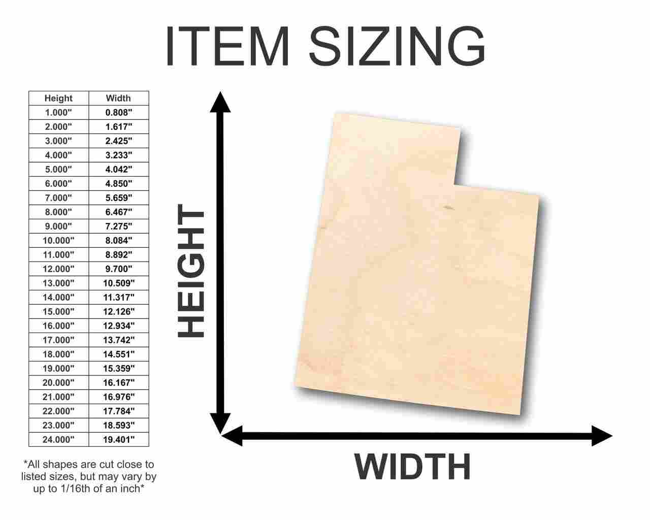 Unfinished Wood Utah Shape - State - Craft - up to 46" DIY - Image 2