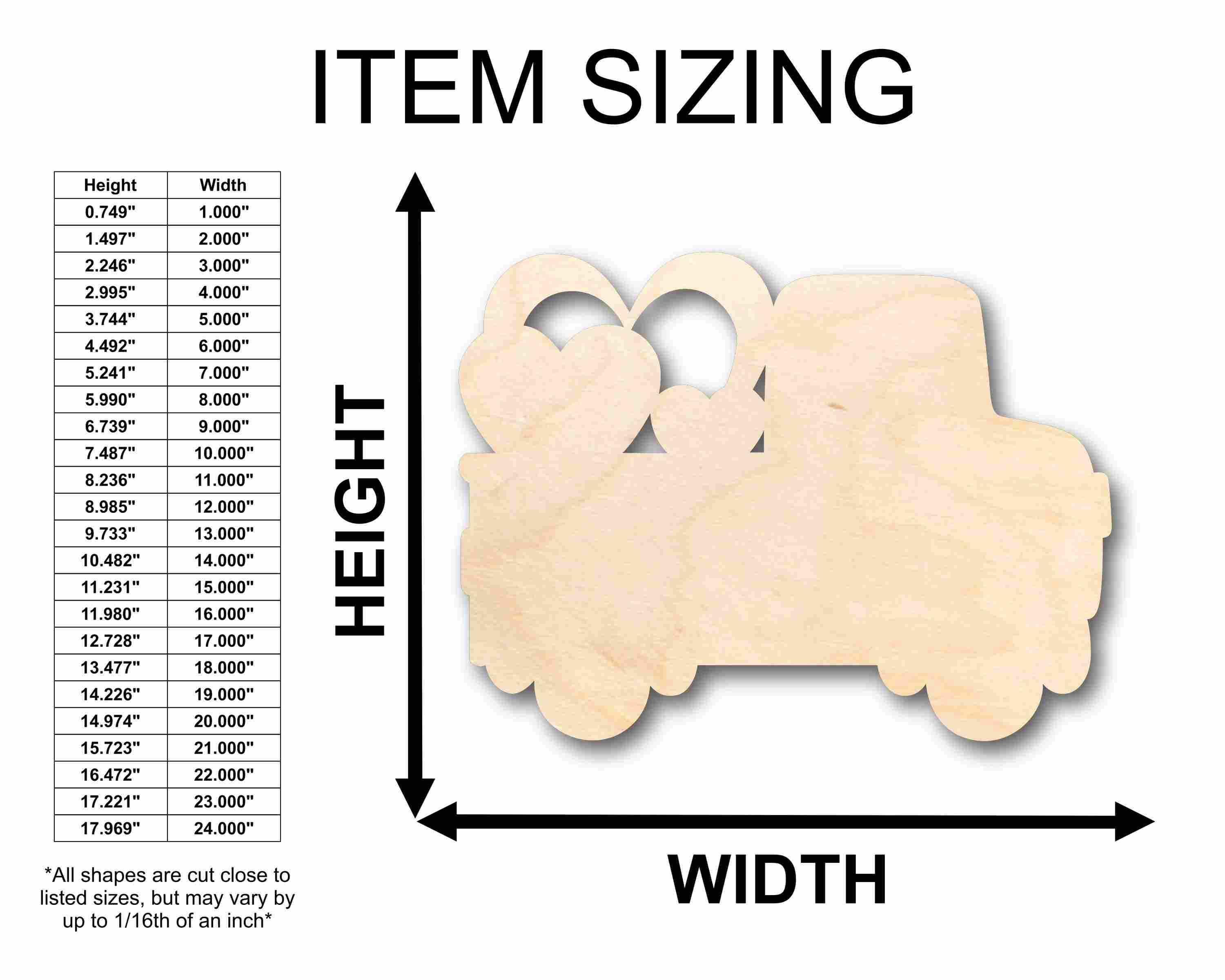 Unfinished Wood Valentine Truck Silhouette - Craft- up to 46" DIY - Image 2