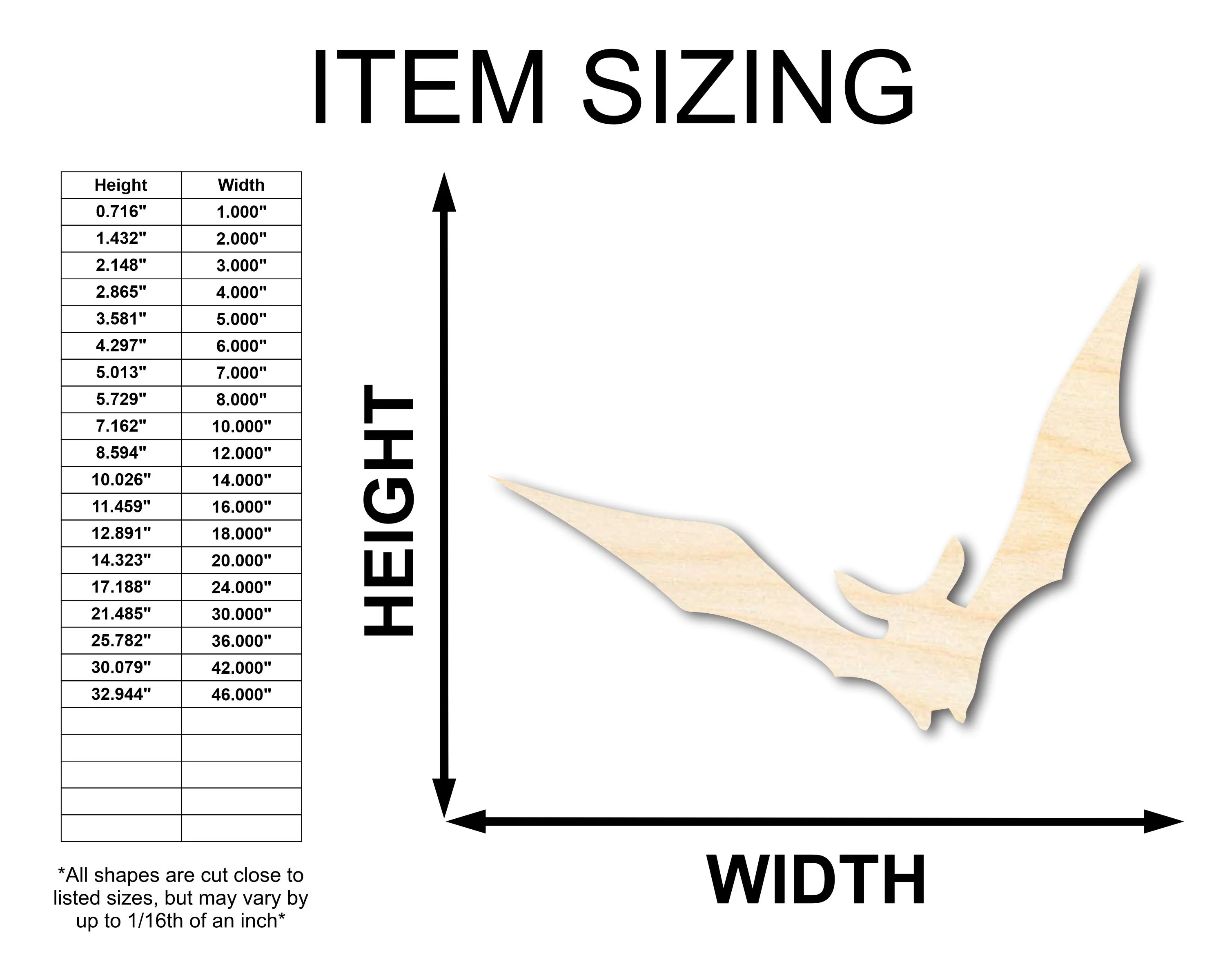 Unfinished Wood Vampire Bat Shape - Craft - up to 46" - Image 2
