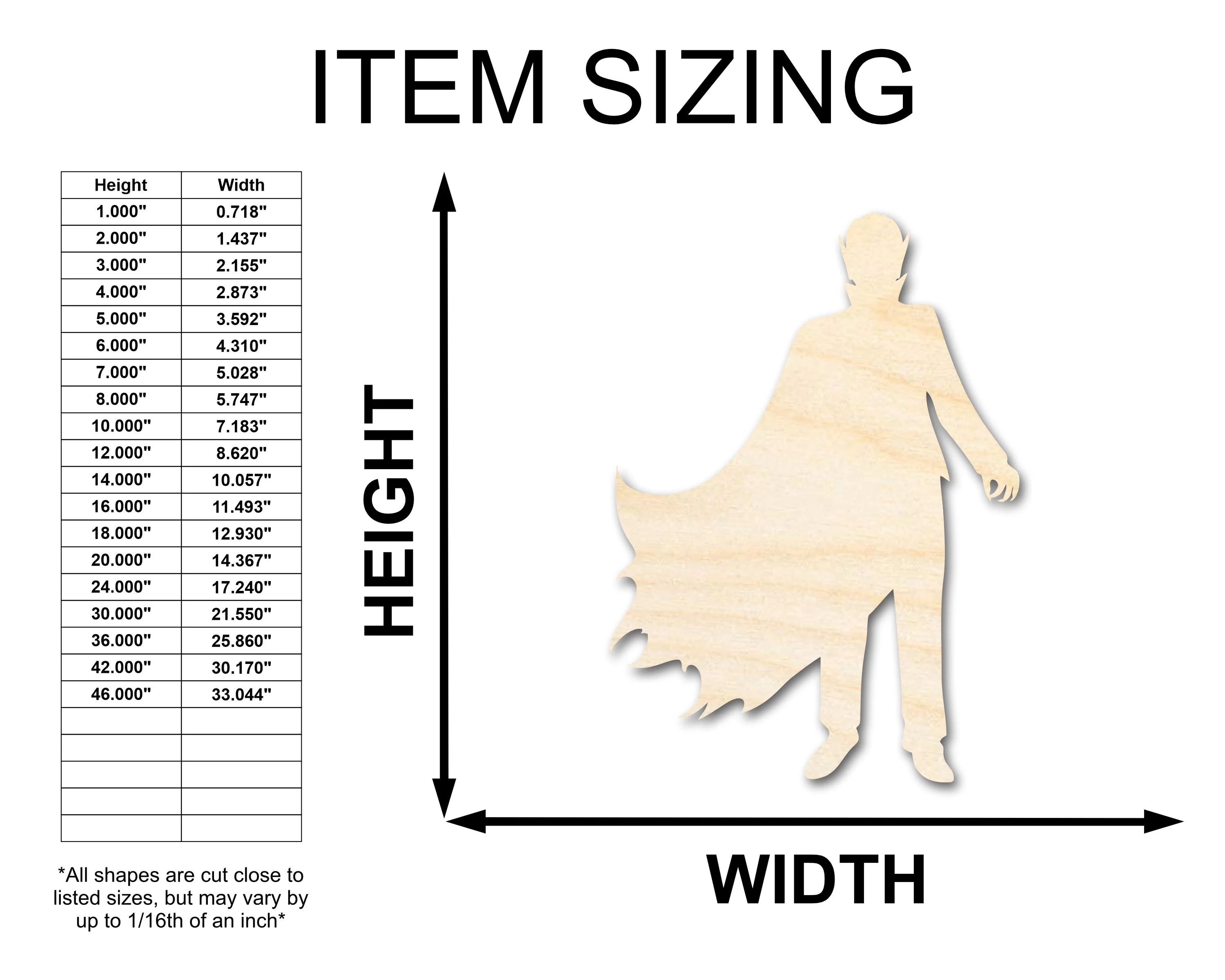 Unfinished Wood Vampire Shape - Craft - up to 46" - Image 2