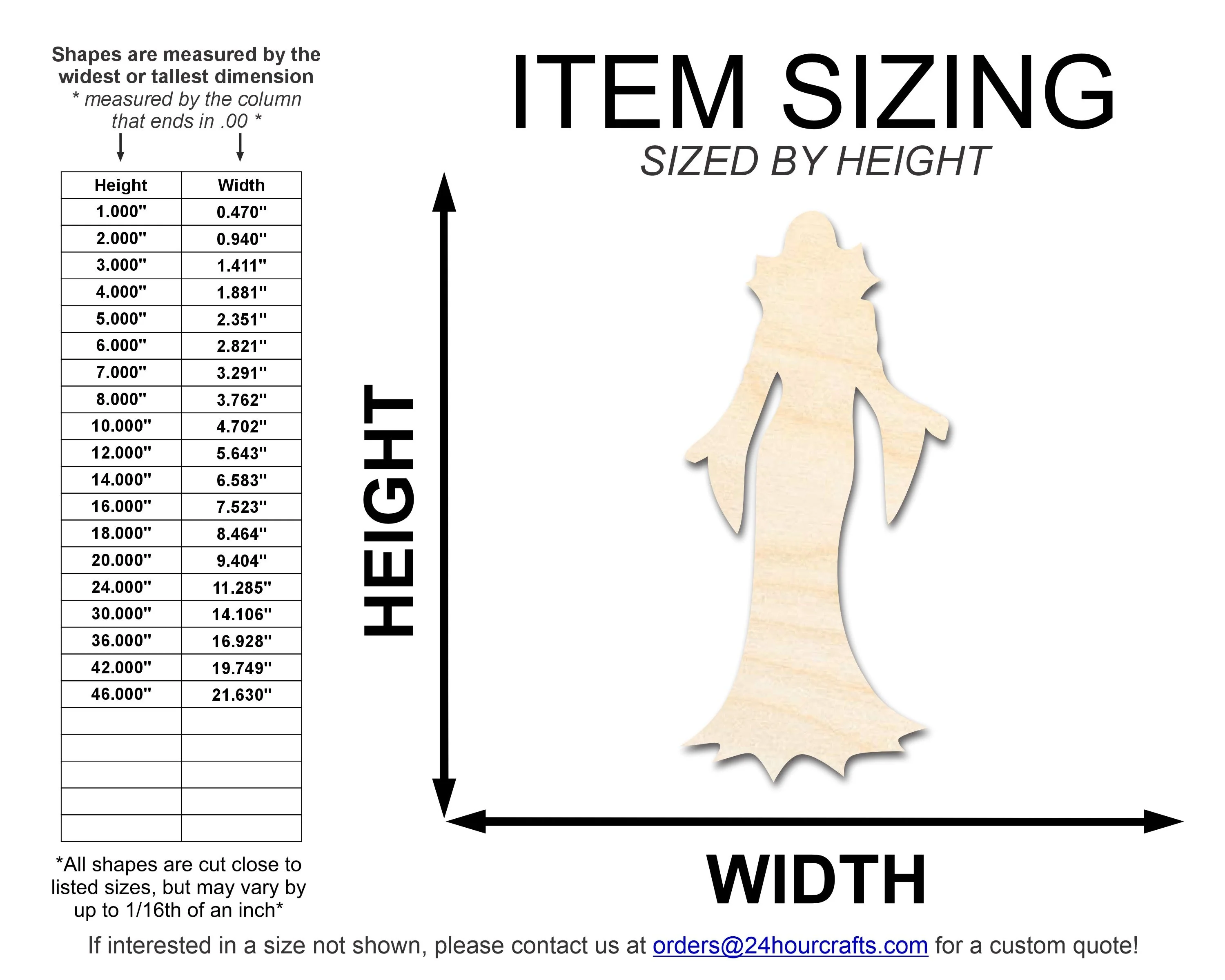 Unfinished Wood Vampiress Shape | Craft Cutout | up to 46" DIY - Image 2