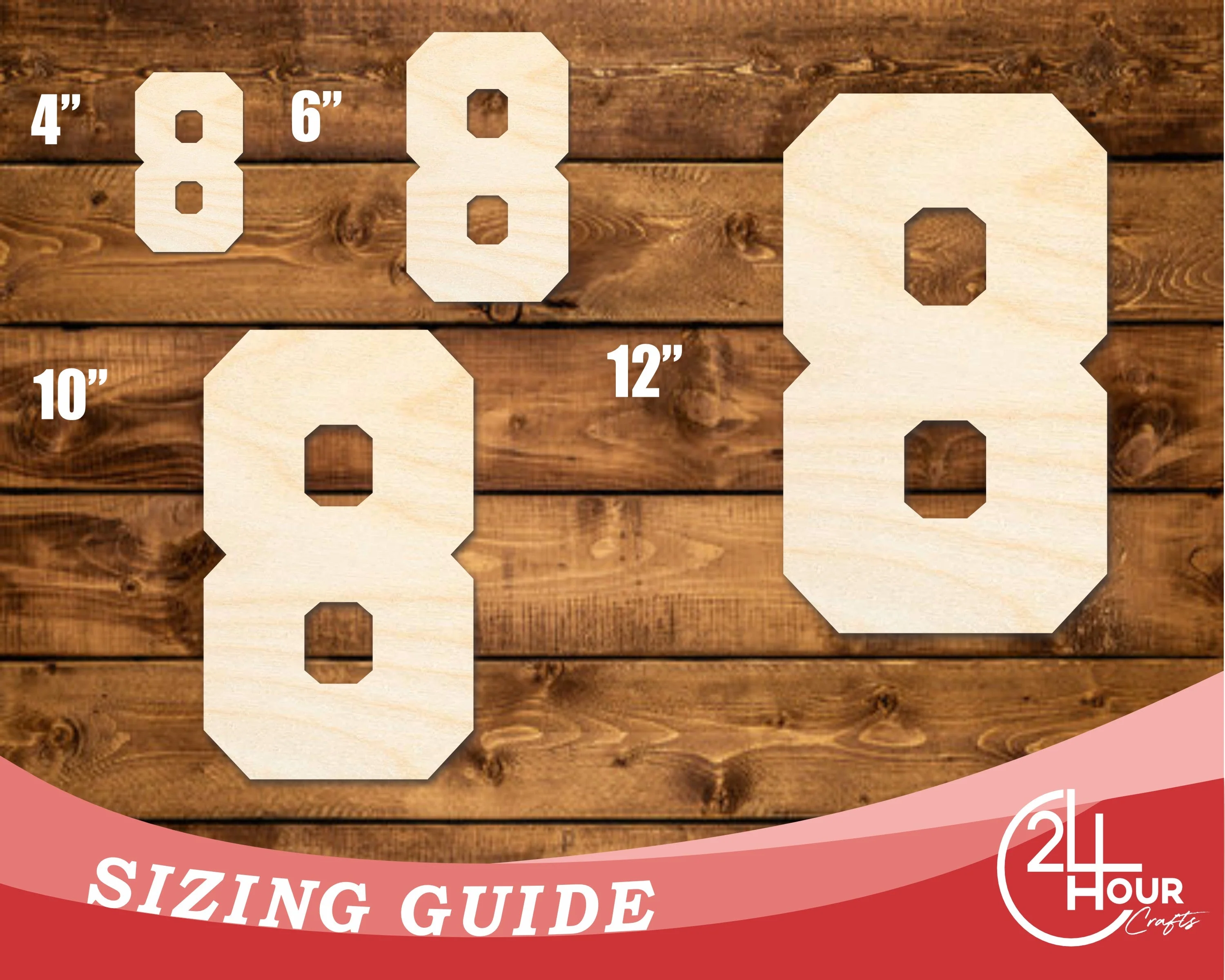 Unfinished Wood Varisty Number Eight Shape | DIY Craft Cutout | up to 46" DIY - Image 3