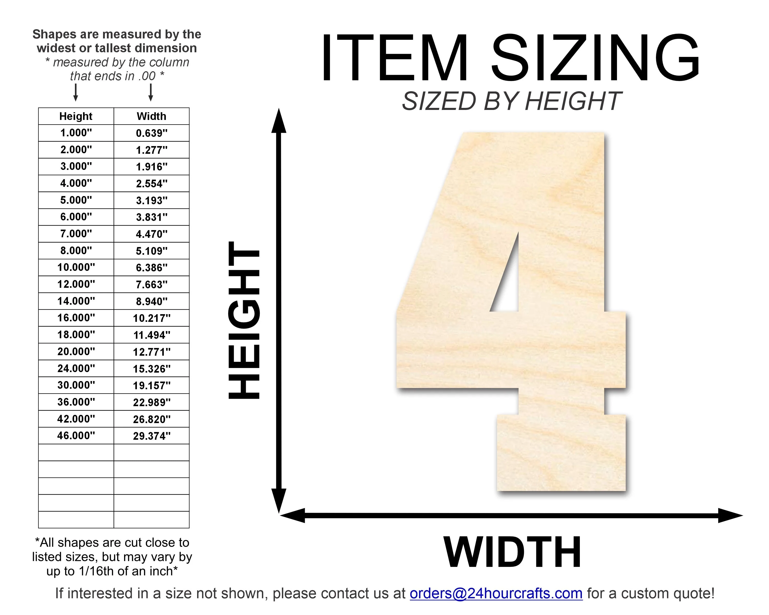 Unfinished Wood Varisty Number Four Shape | DIY Craft Cutout | up to 46" DIY - Image 2