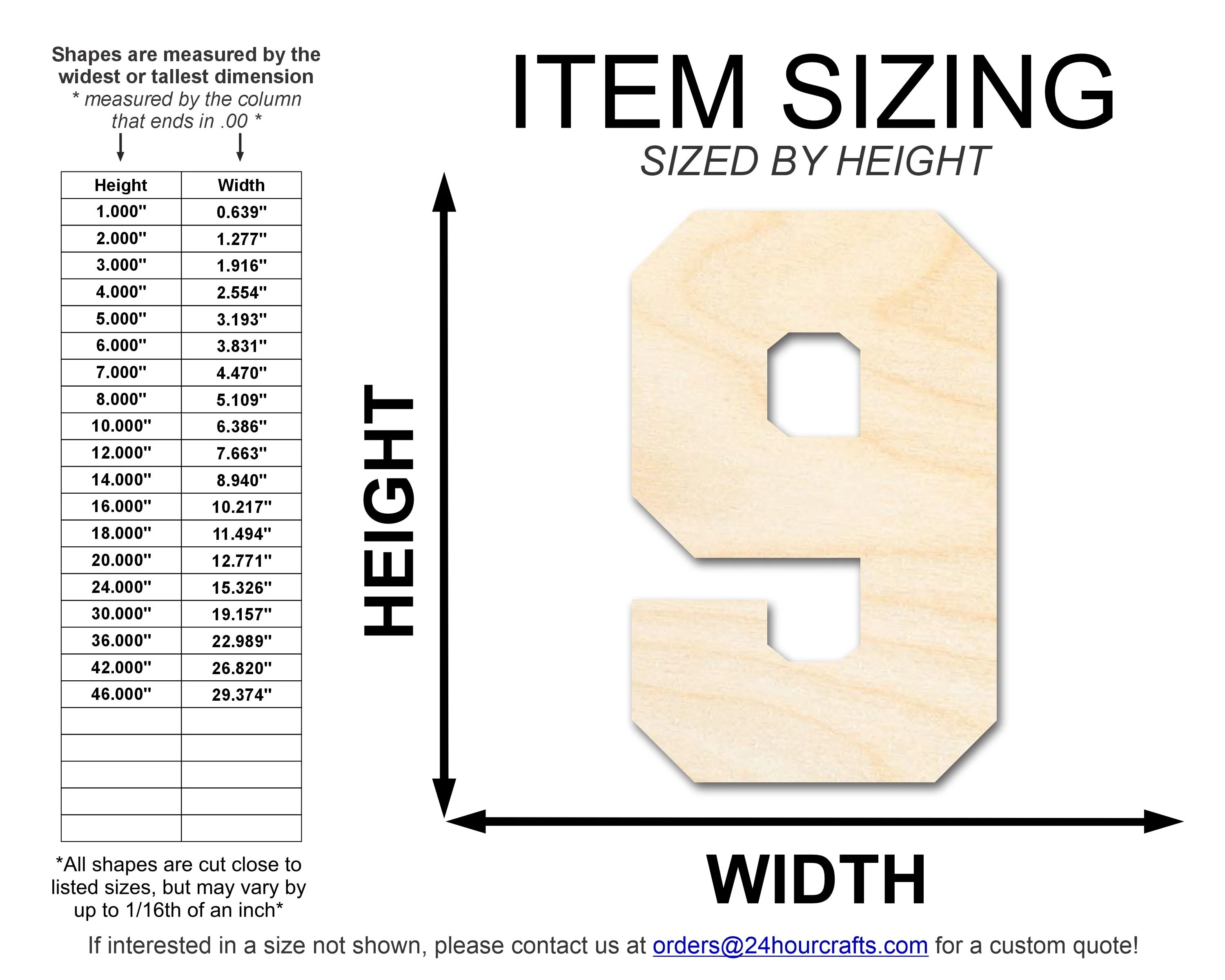 Unfinished Wood Varisty Number Nine Shape | DIY Craft Cutout | up to 46" DIY - Image 2