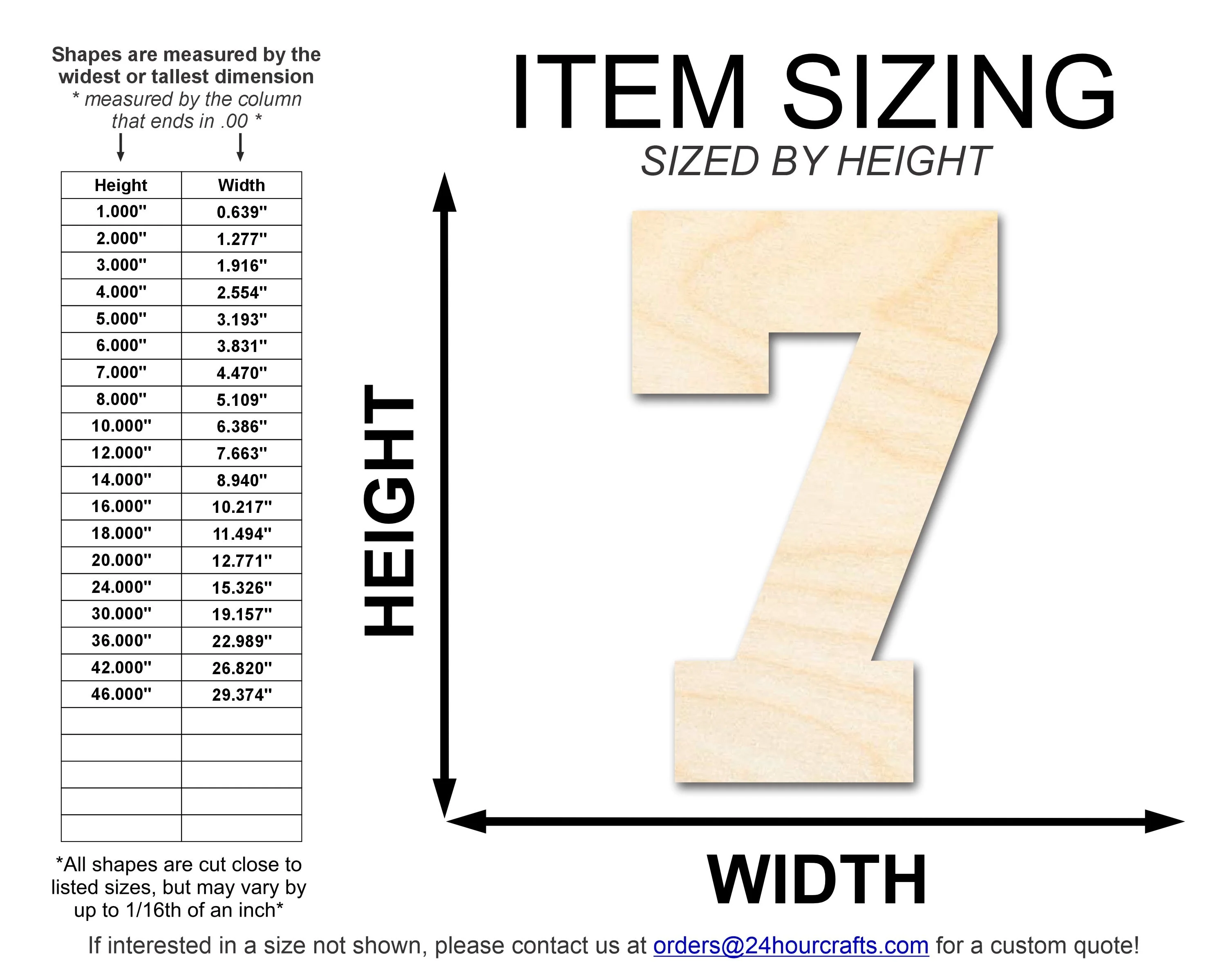 Unfinished Wood Varisty Number Seven Shape | DIY Craft Cutout | up to 46" DIY - Image 2