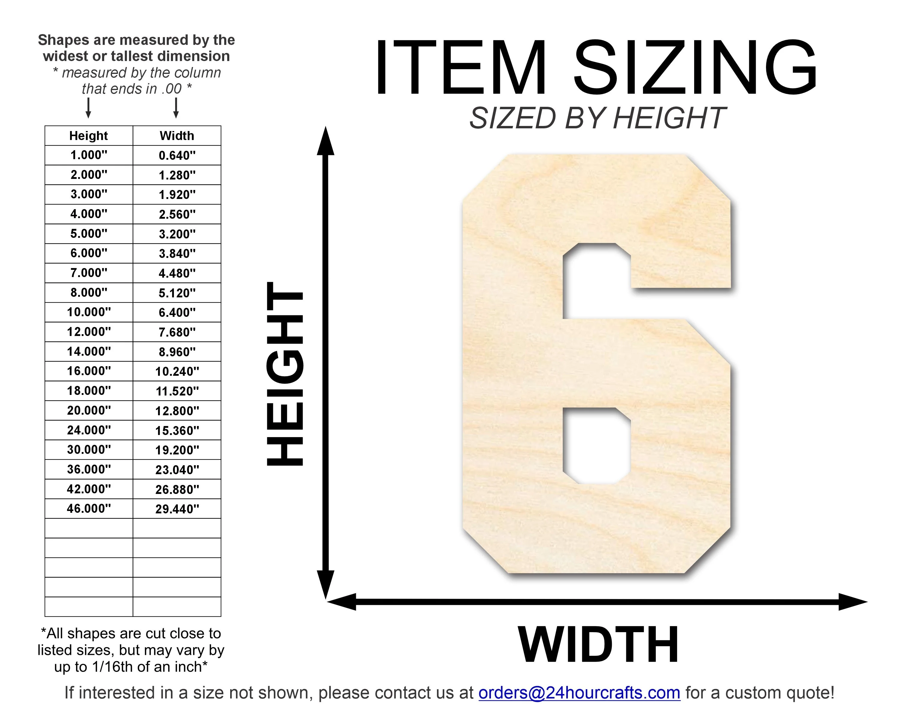Unfinished Wood Varisty Number Six Shape | DIY Craft Cutout | up to 46" DIY - Image 2