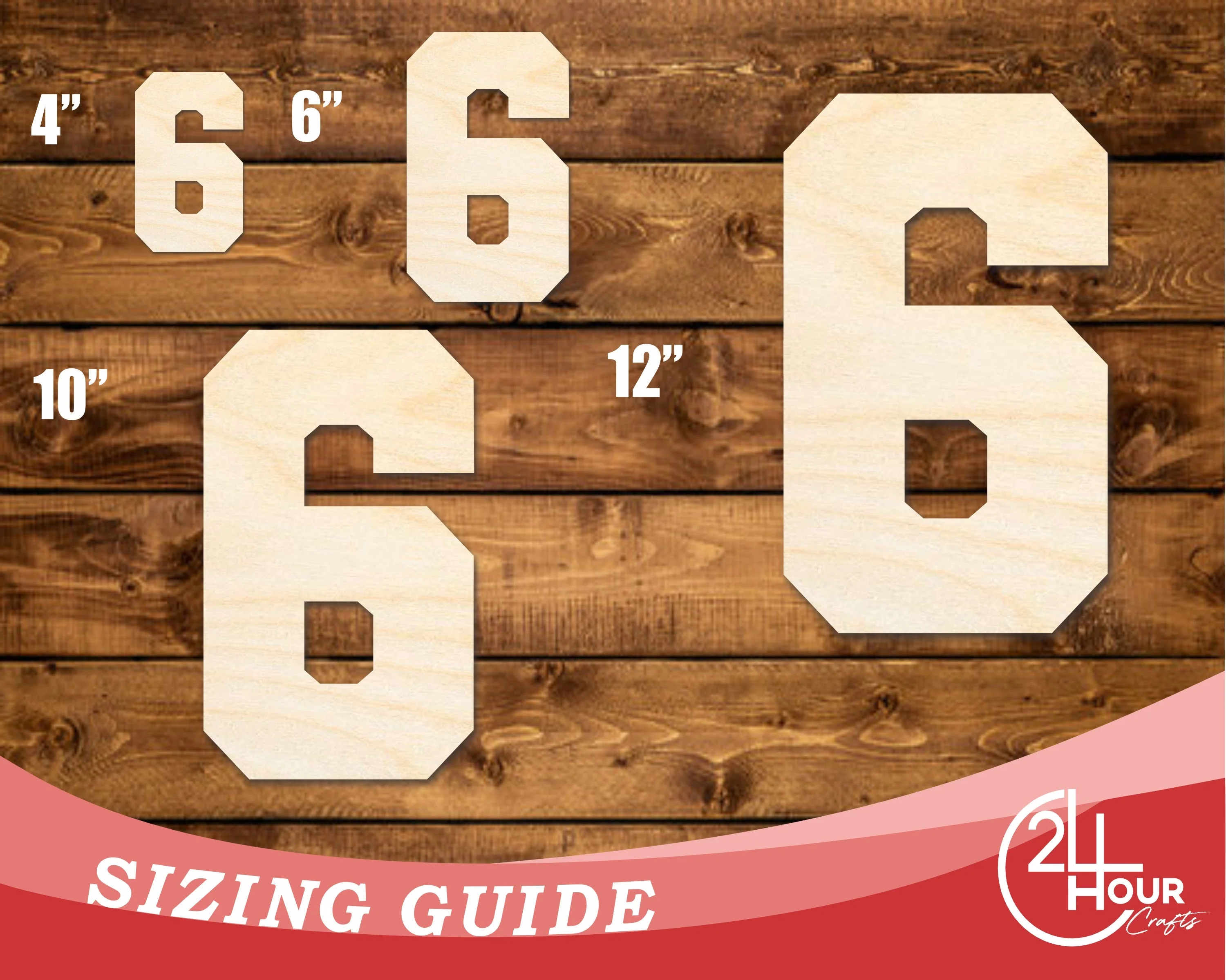 Unfinished Wood Varisty Number Six Shape | DIY Craft Cutout | up to 46" DIY - Image 3